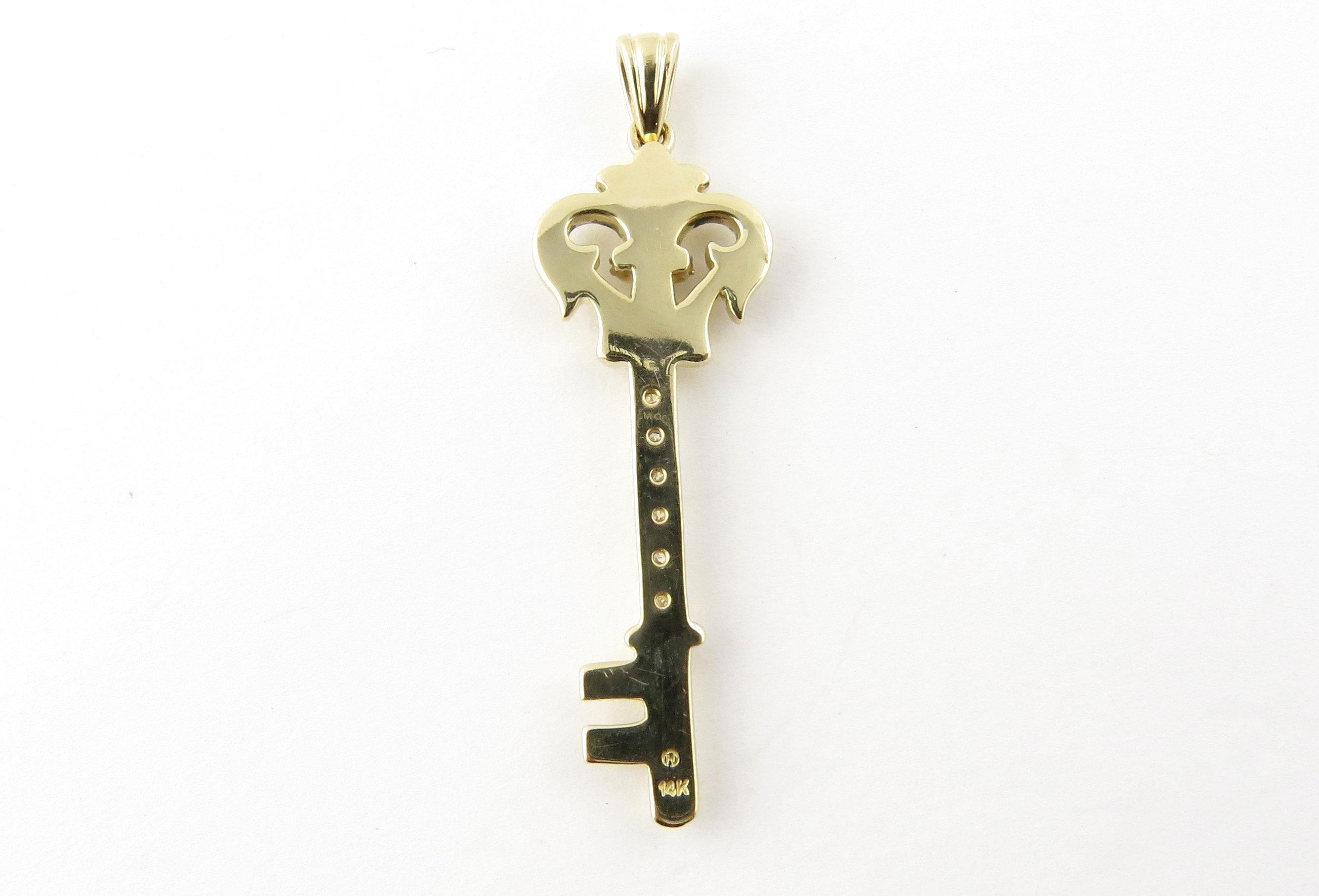 Women's 14 Karat Yellow Gold and Diamond Key Pendant