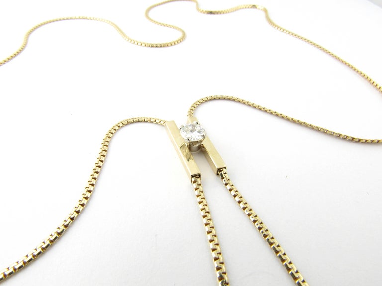 14 Karat Yellow Gold and Diamond Lariat Slide Necklace at 1stDibs
