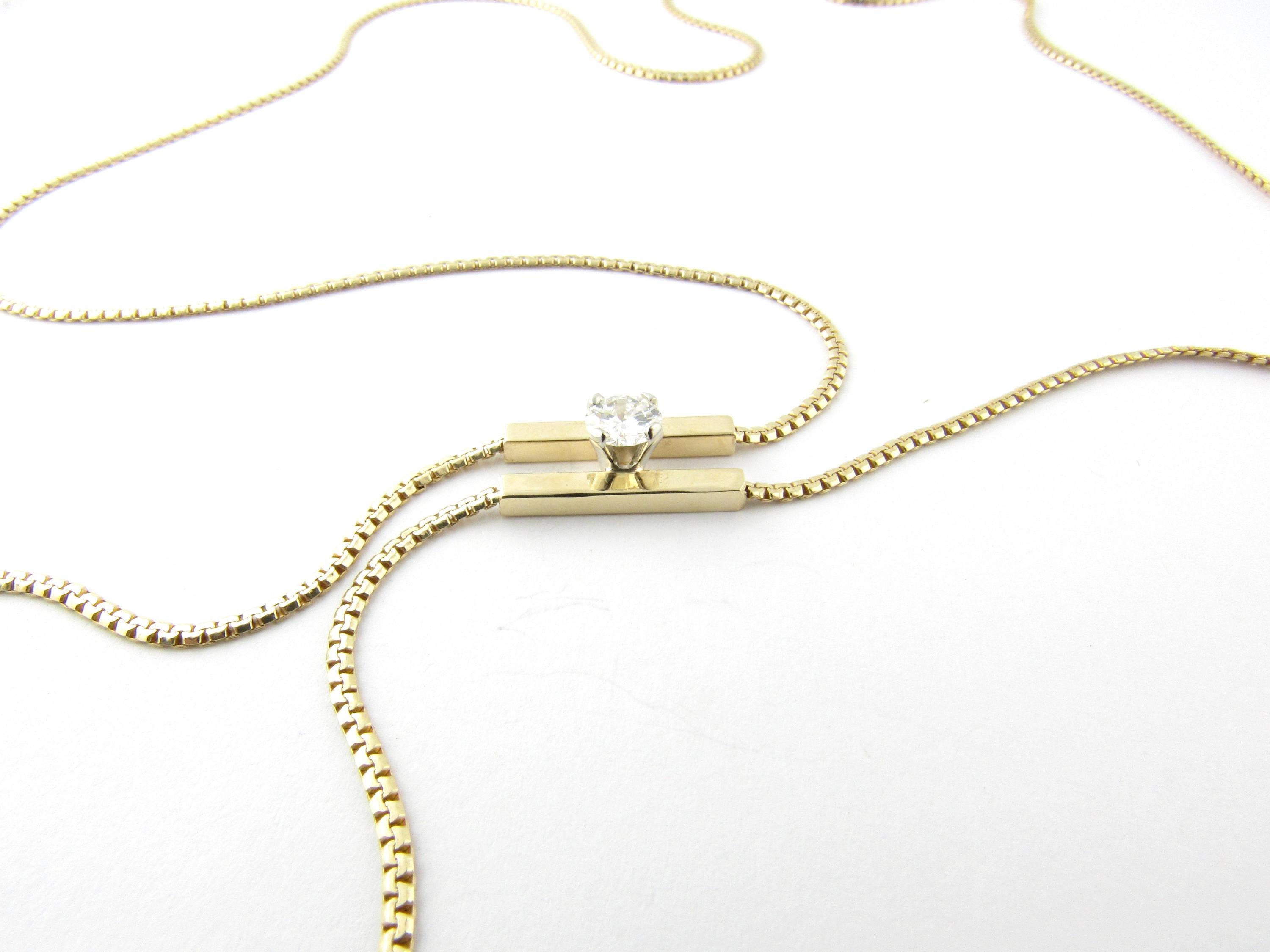 Women's 14 Karat Yellow Gold and Diamond Lariat Slide Necklace
