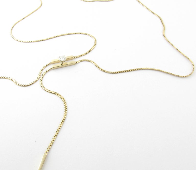 14 Karat Yellow Gold and Diamond Lariat Slide Necklace at 1stDibs