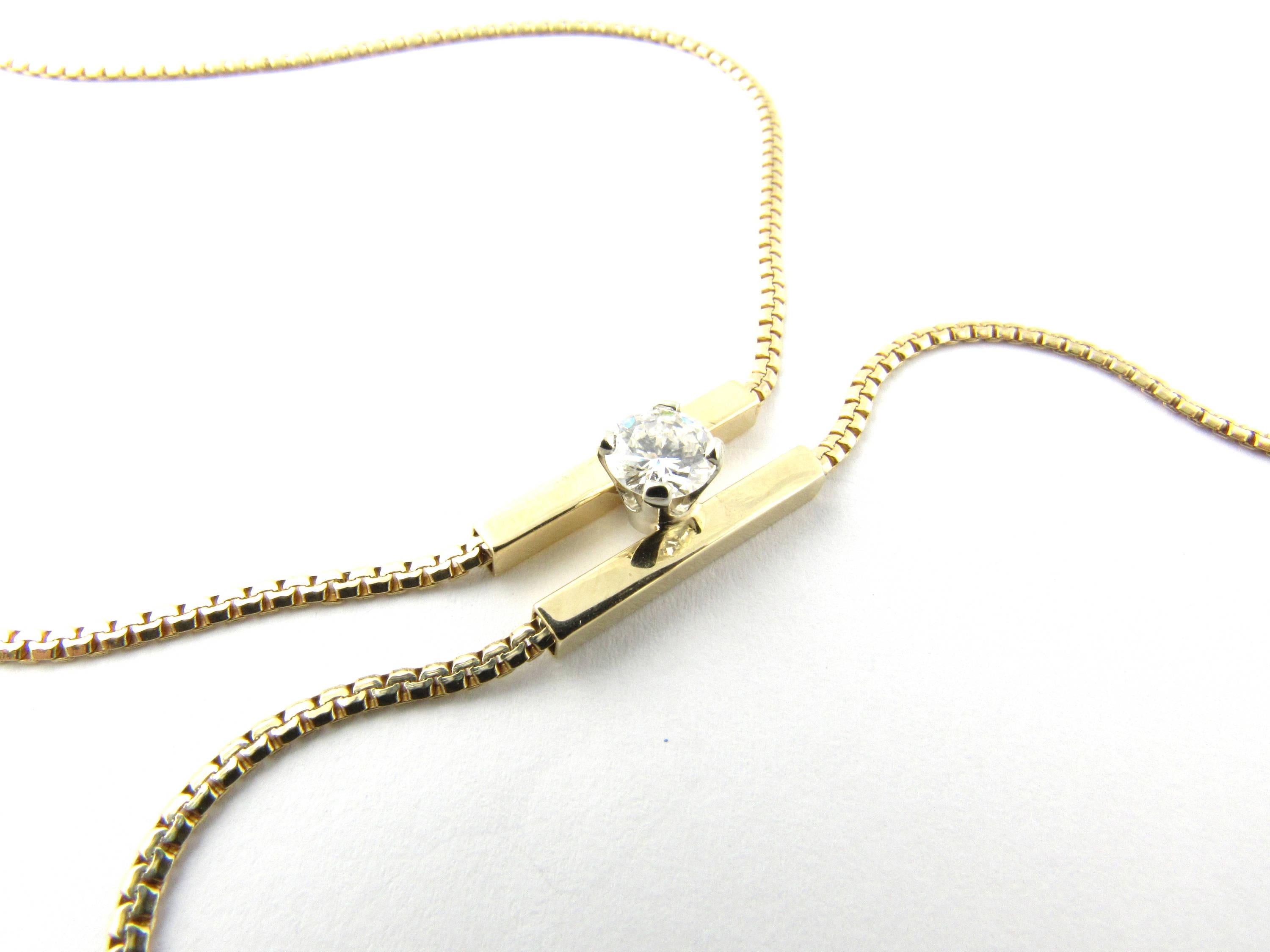 14 Karat Yellow Gold and Diamond Lariat Slide Necklace 2