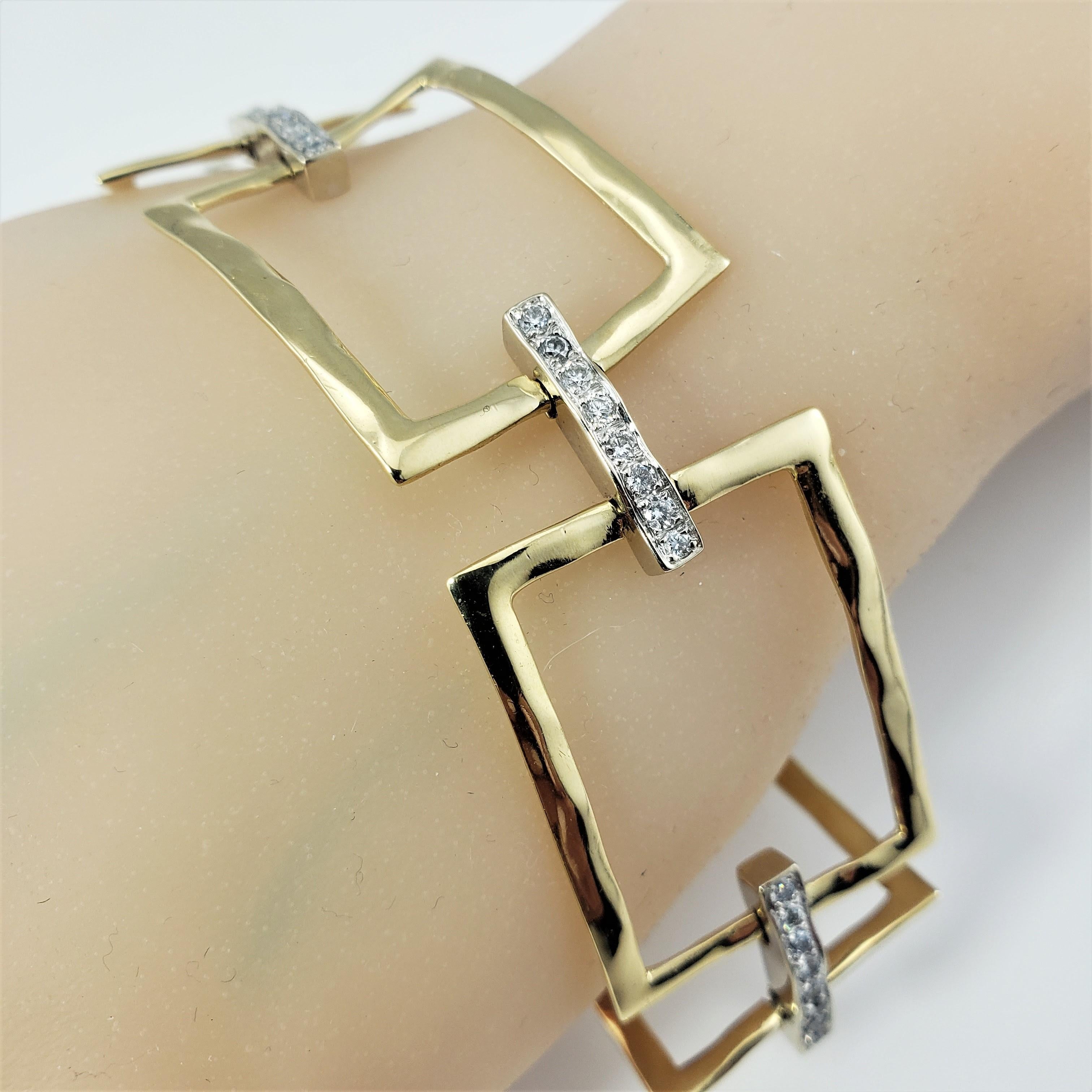 14 Karat Yellow Gold and Diamond Link Bracelet For Sale 2
