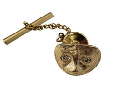 14 Karat Yellow Gold and Diamond Mask Tie Tack
