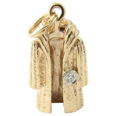 14 Karat Yellow Gold and Diamond Mink Coat Charm