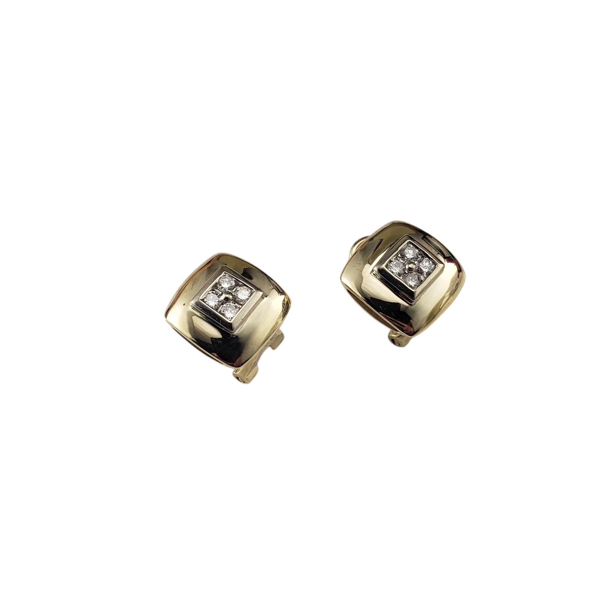 Contemporary 14 Karat Yellow Gold and Diamond Omega Back Earrings #20564 For Sale