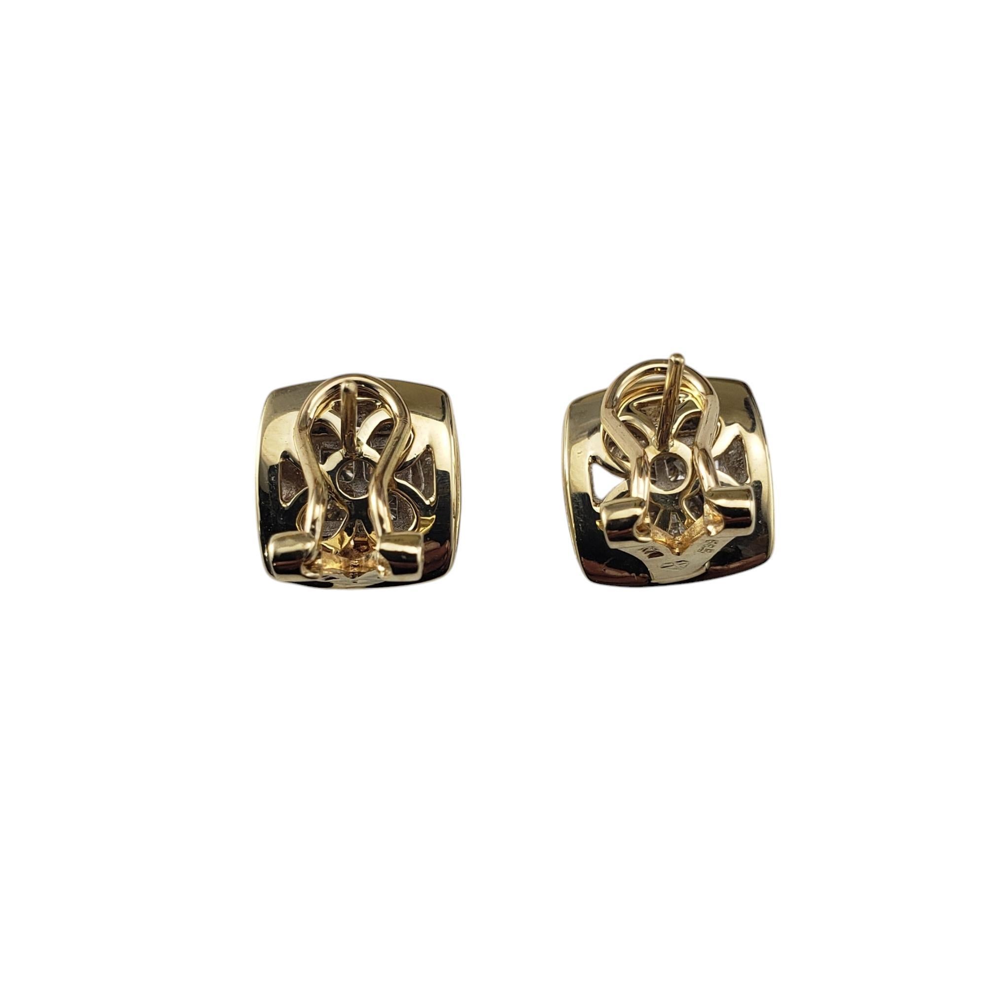 Brilliant Cut 14 Karat Yellow Gold and Diamond Omega Back Earrings #20564 For Sale