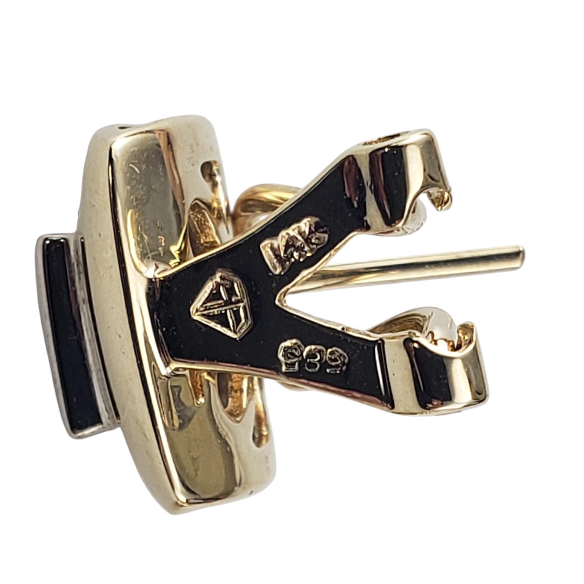 14 Karat Yellow Gold and Diamond Omega Back Earrings #20564 In Good Condition For Sale In Washington Depot, CT