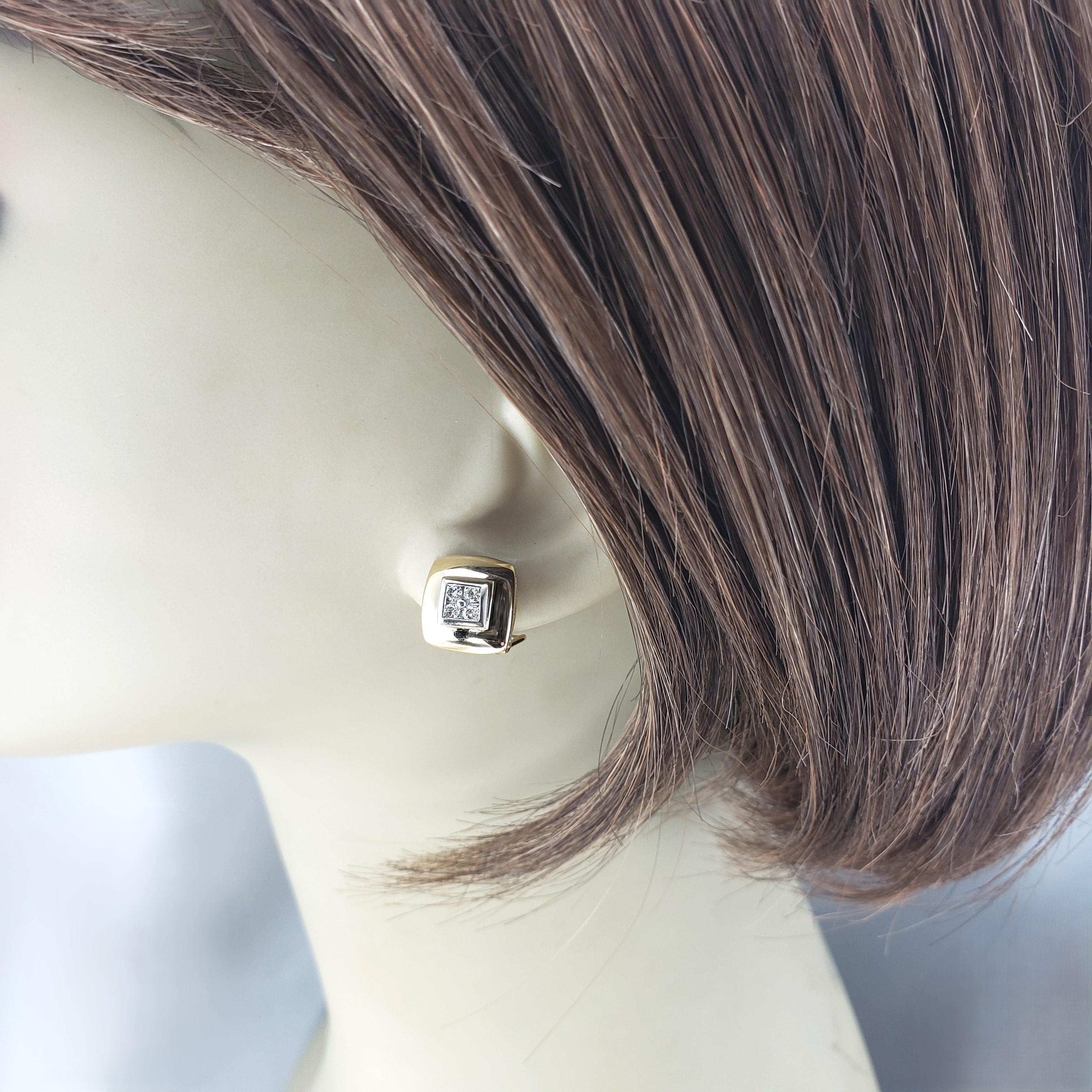 14 Karat Yellow Gold and Diamond Omega Back Earrings #20564 For Sale 1
