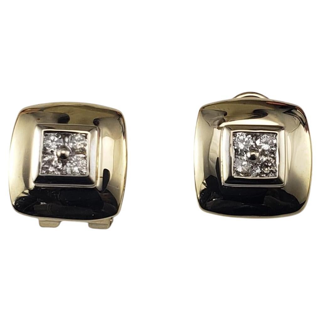 14 Karat Yellow Gold and Diamond Omega Back Earrings #20564