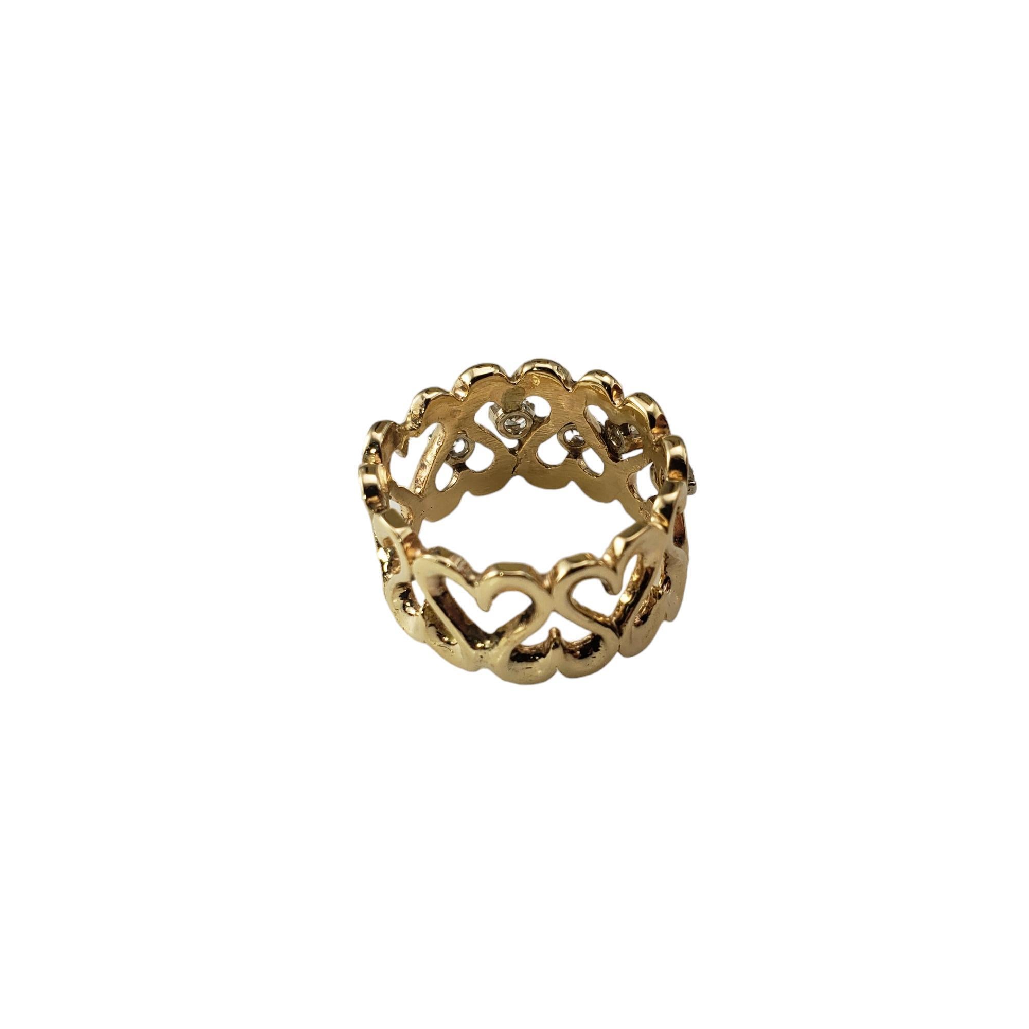 Women's 14 Karat Yellow Gold and Diamond Open Heart Band Ring Size 7.5 #17966