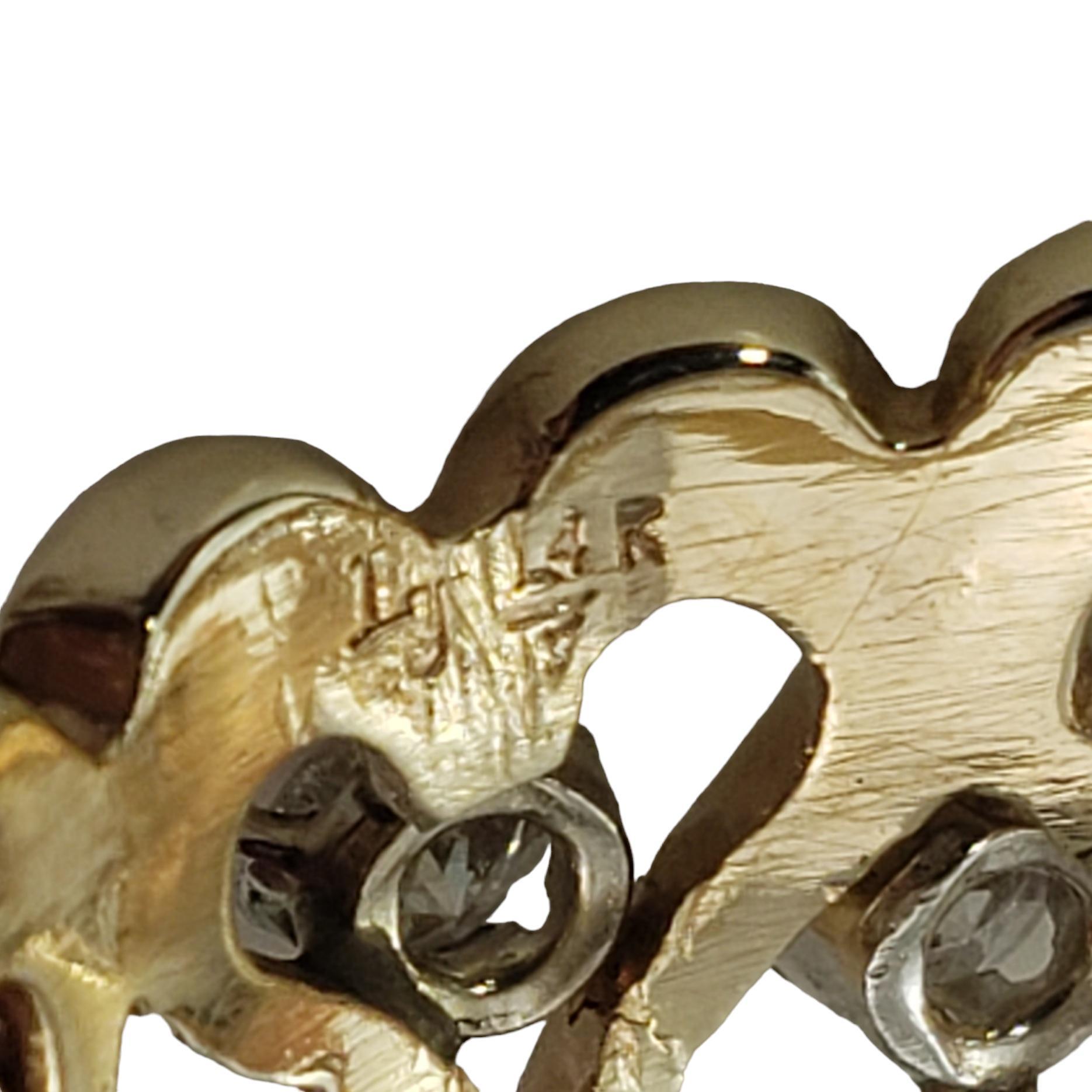 14 Karat Yellow Gold and Diamond Open Heart Band Ring Size 7.5 #17966 1