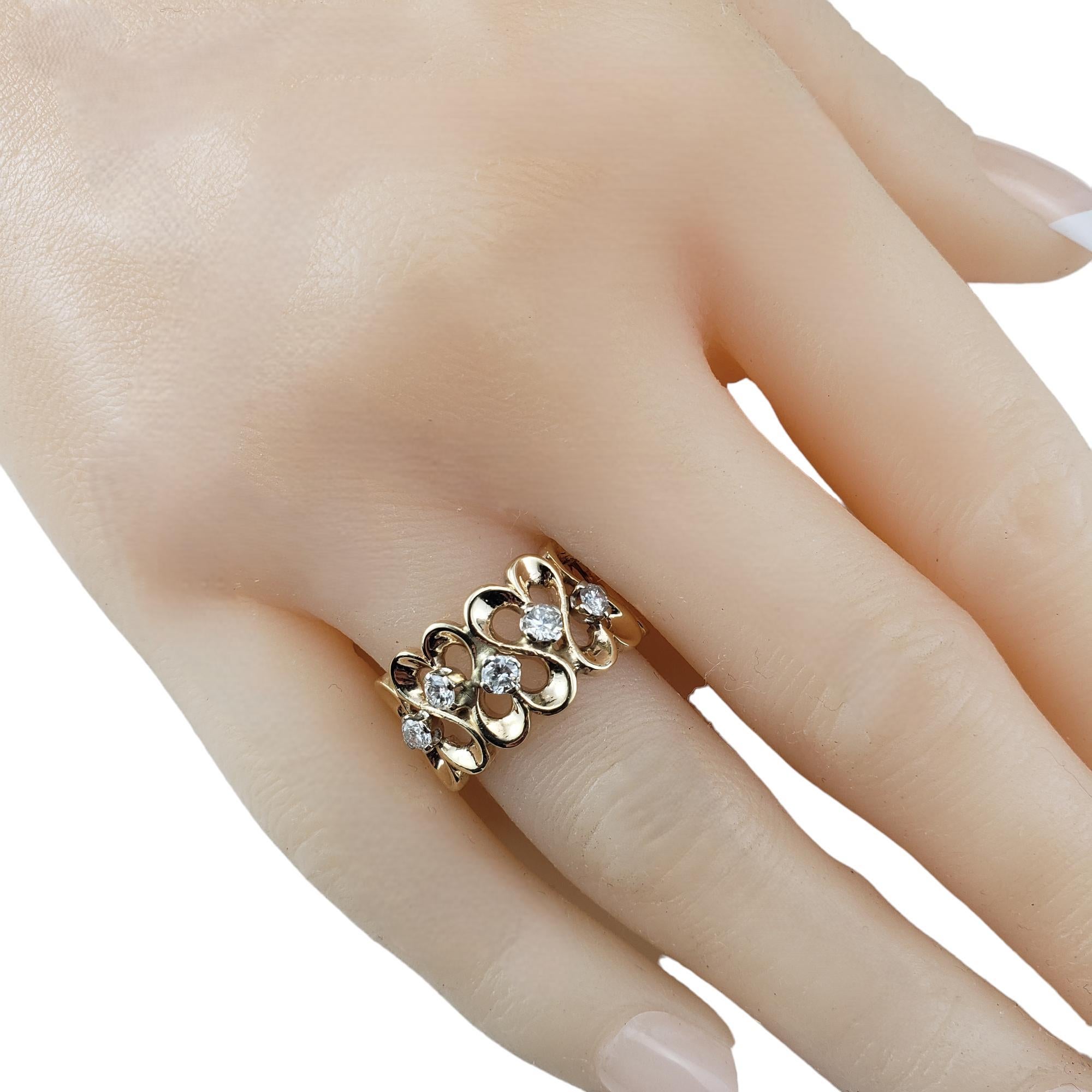 14 Karat Yellow Gold and Diamond Open Heart Band Ring Size 7.5 #17966 3