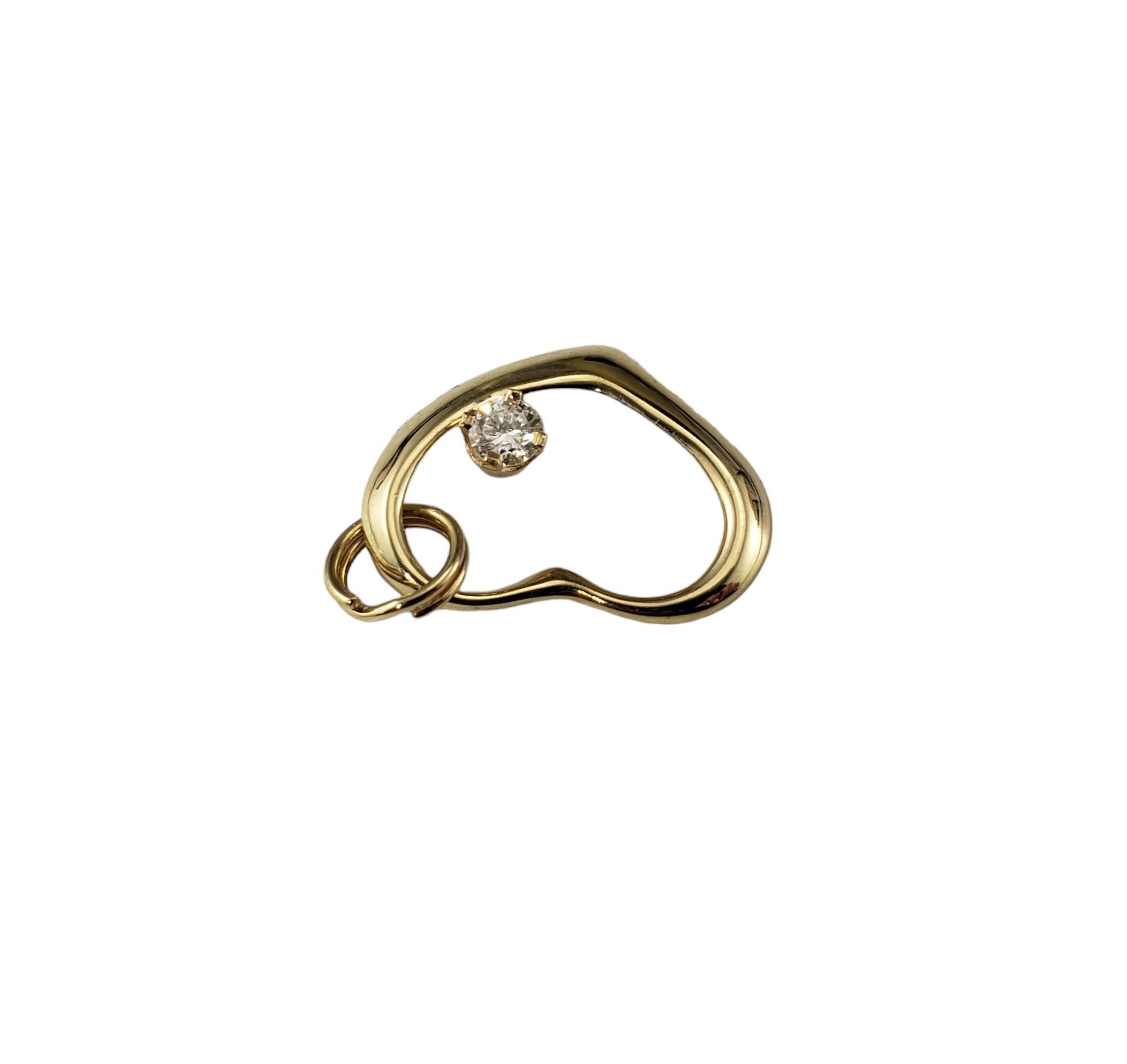 Taglio brillante Ciondolo a cuore aperto in oro giallo 14 carati e diamanti #17426 in vendita