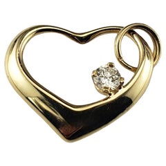 Pendentif cœur ouvert en or jaune 14 carats et diamants n° 17426