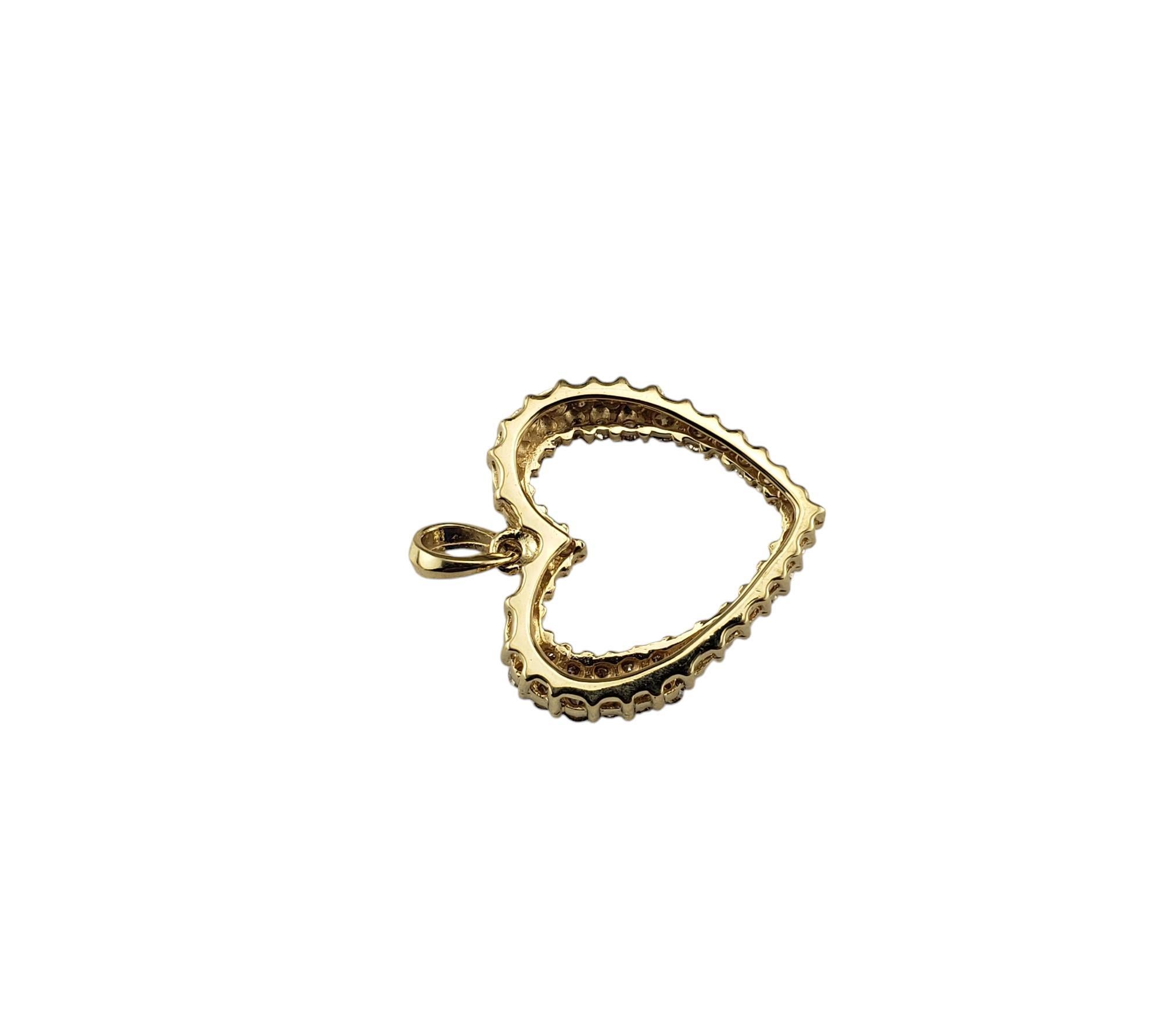 Pendentif cœur ouvert en or jaune 14 carats et diamants n° 19135 Bon état - En vente à Washington Depot, CT