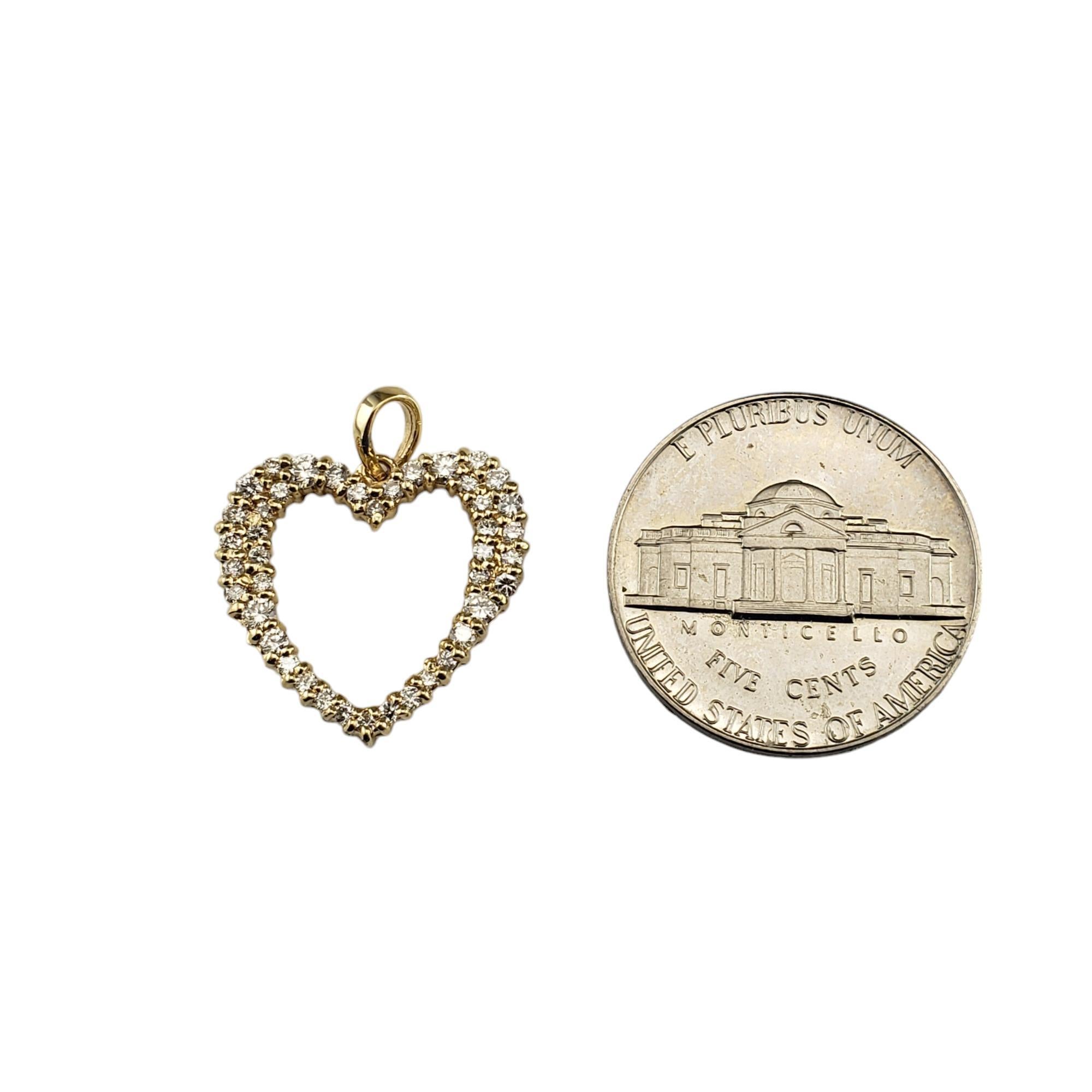 Pendentif cœur ouvert en or jaune 14 carats et diamants n° 19135 Pour femmes en vente