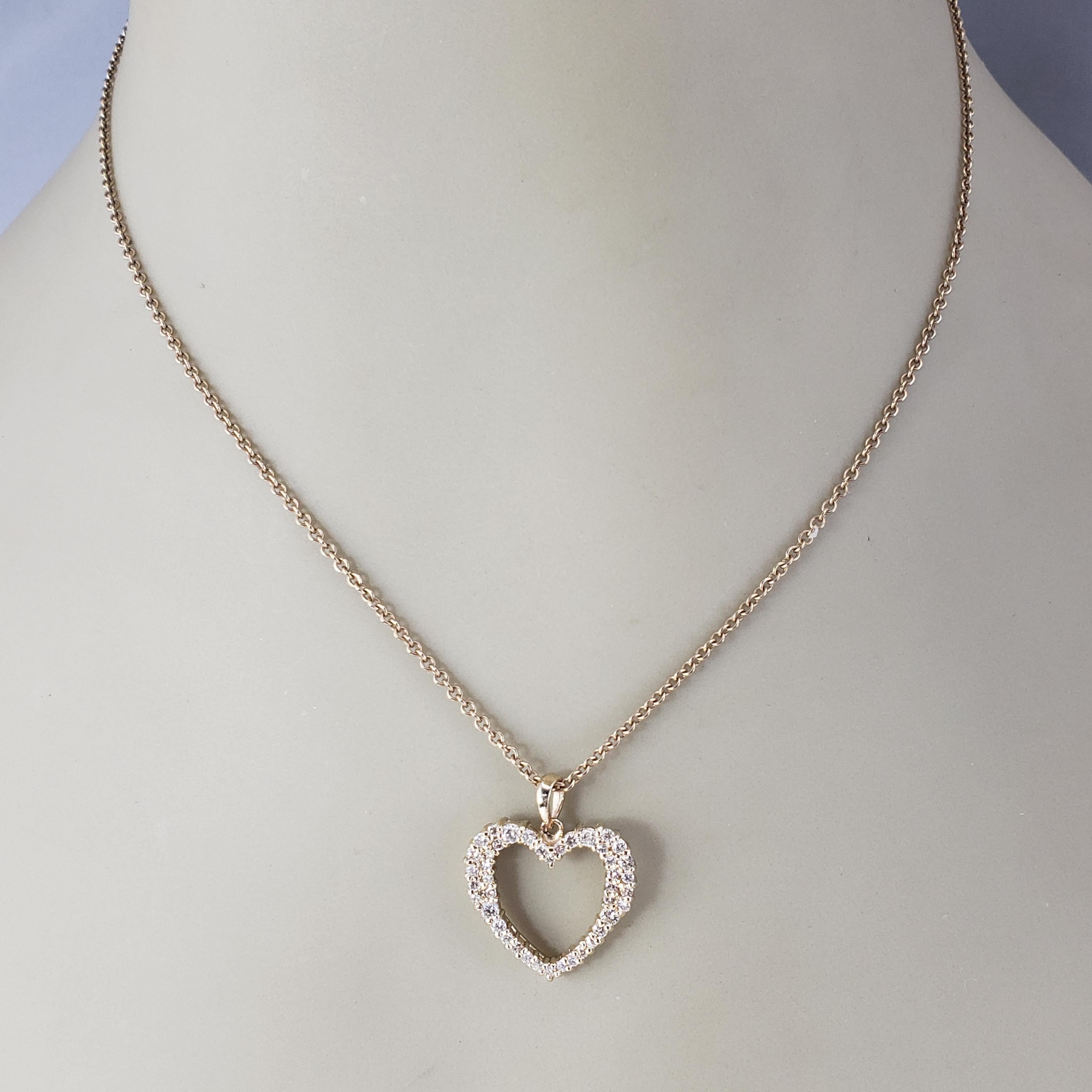 Pendentif cœur ouvert en or jaune 14 carats et diamants n° 19135 en vente 1