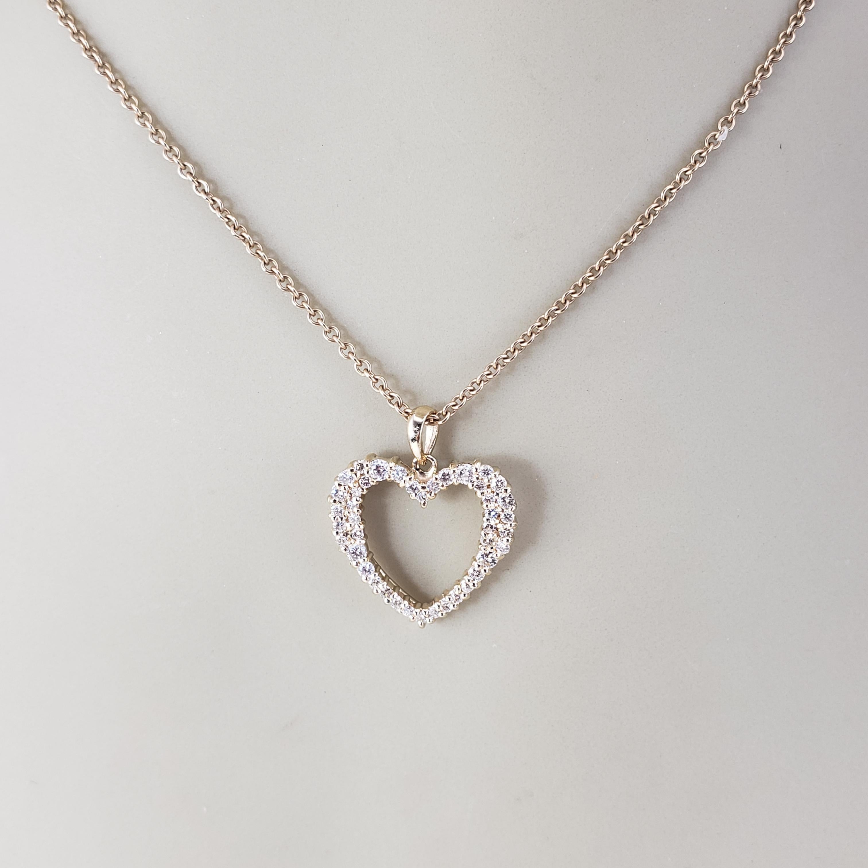 Pendentif cœur ouvert en or jaune 14 carats et diamants n° 19135 en vente 2
