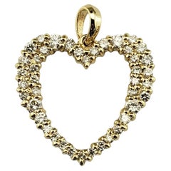 14 Karat Yellow Gold and Diamond Open Heart Pendant #19135