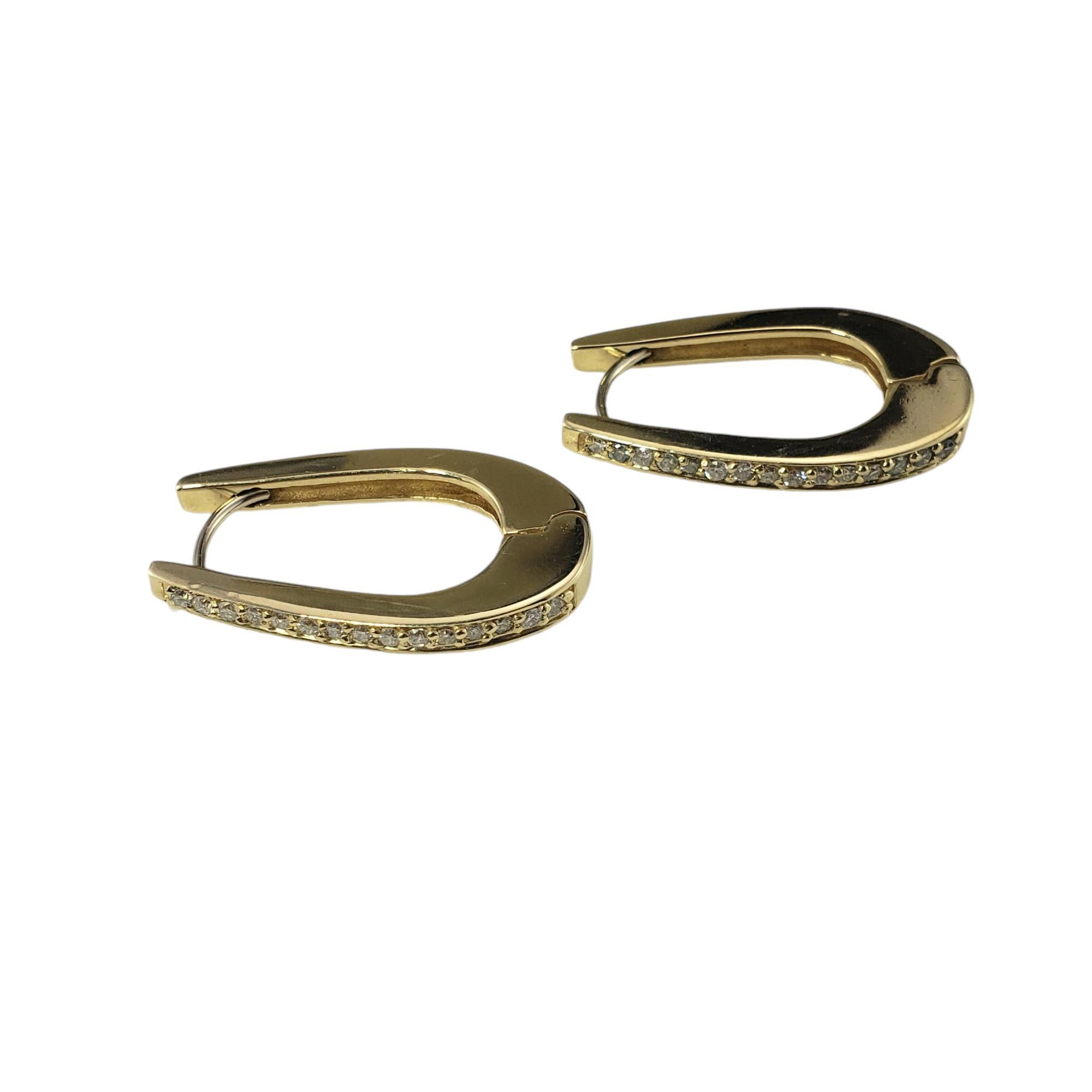 Taglio brillante Orecchini a cerchio ovali in oro giallo 14 carati e diamanti #19254 in vendita
