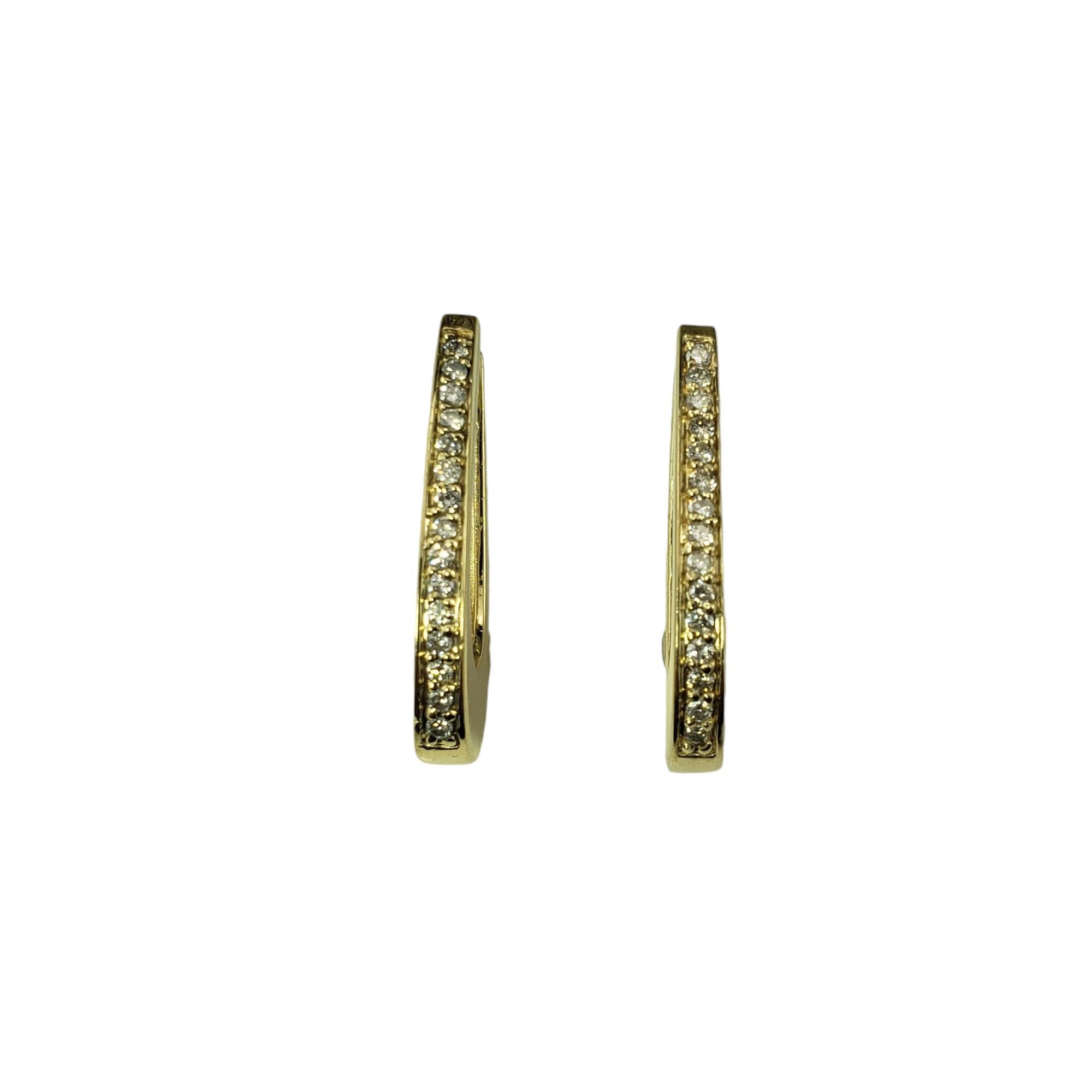 14 Karat Yellow Gold and Diamond Oval Hoop Earrings #19254