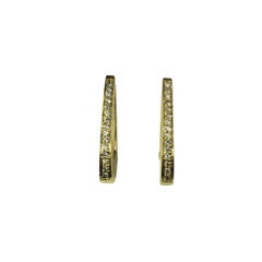 14 Karat Yellow Gold and Diamond Oval Hoop Earrings #19254