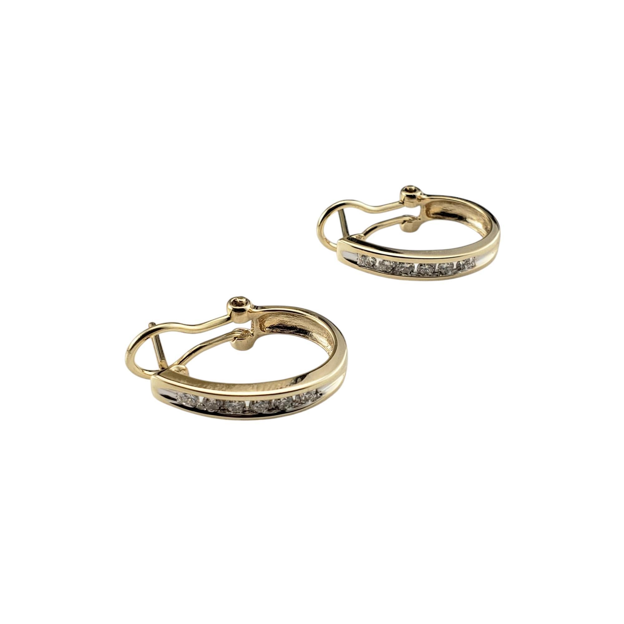 Taille brillant Créoles ovales en or jaune 14 carats et diamants n°20404 en vente