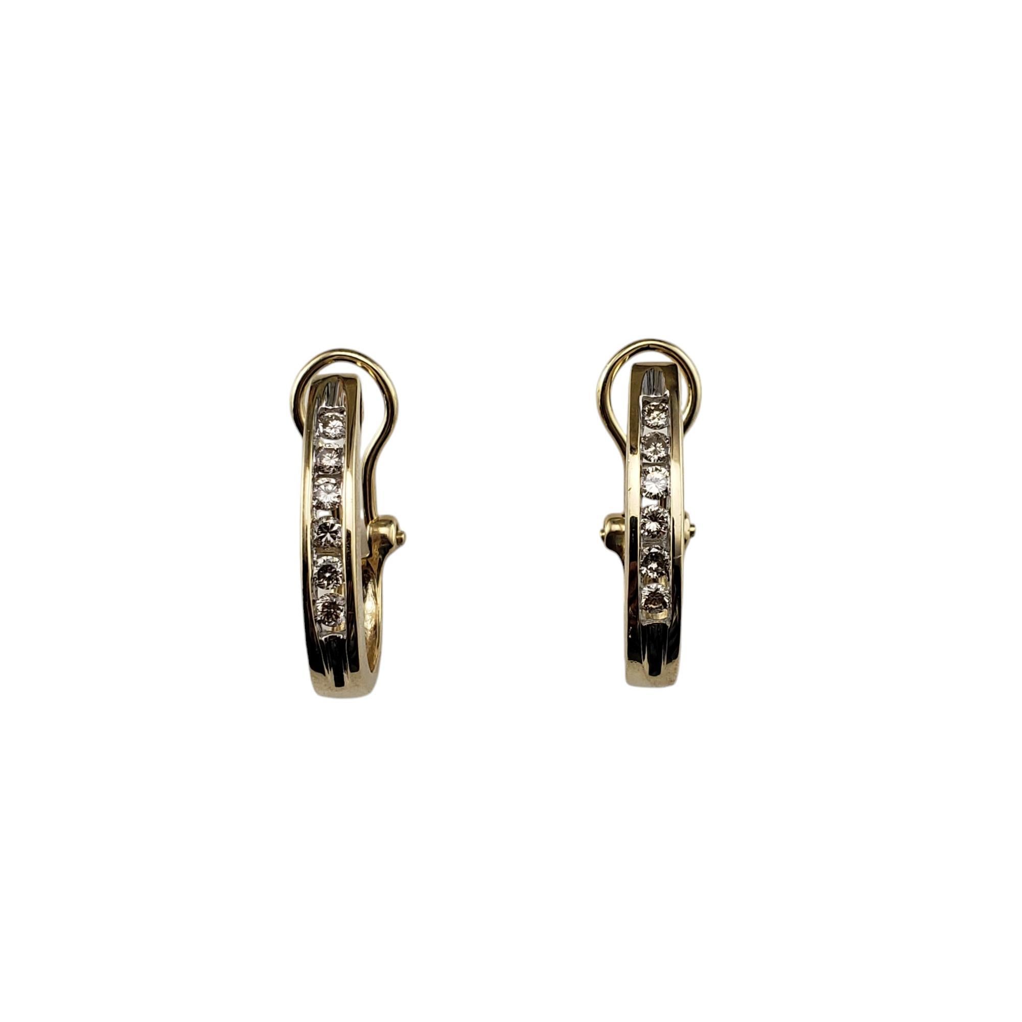 14 Karat Yellow Gold and Diamond Oval Hoop Earrings #20404