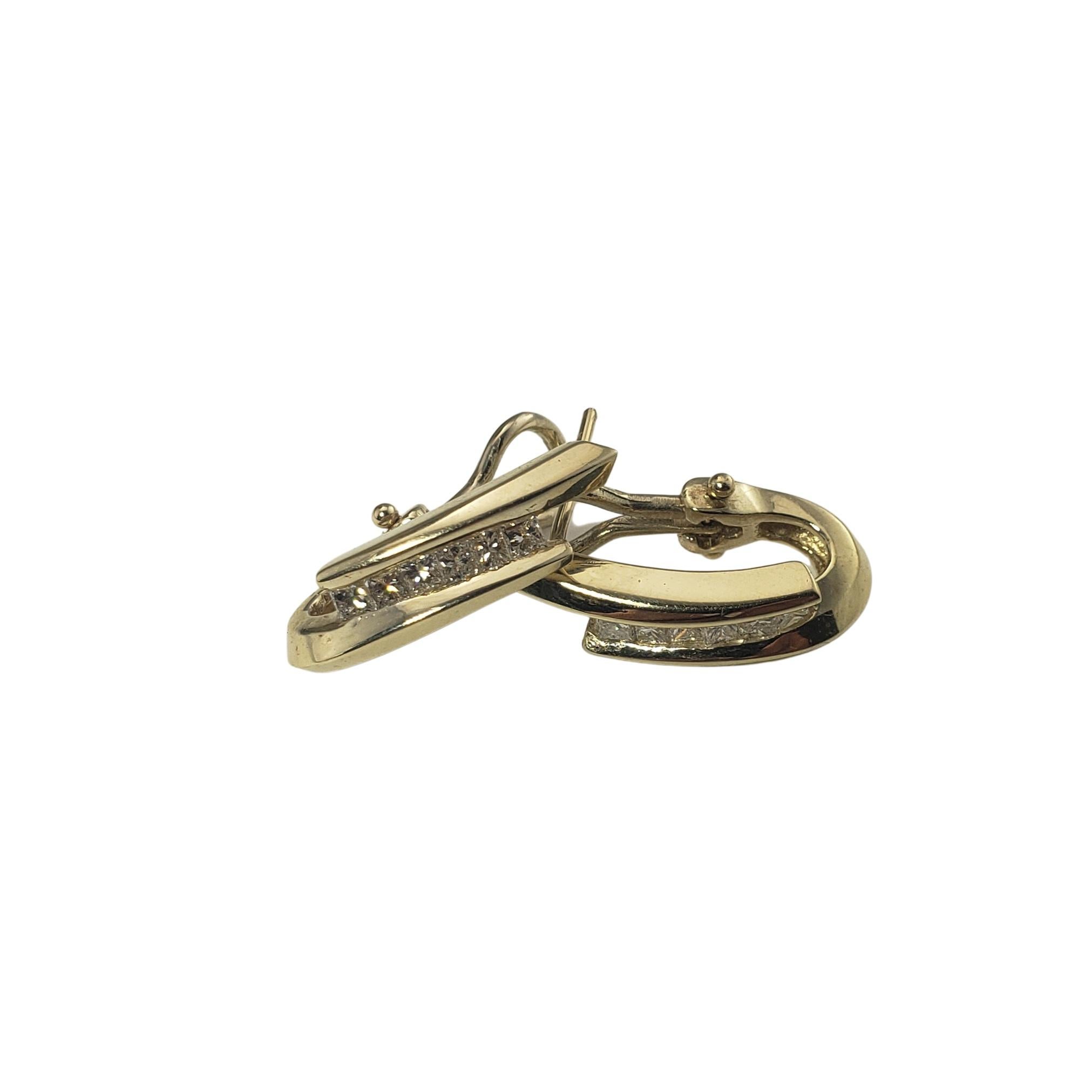 14 Karat Yellow Gold and Diamond Oval Hoop Earrings For Sale 2
