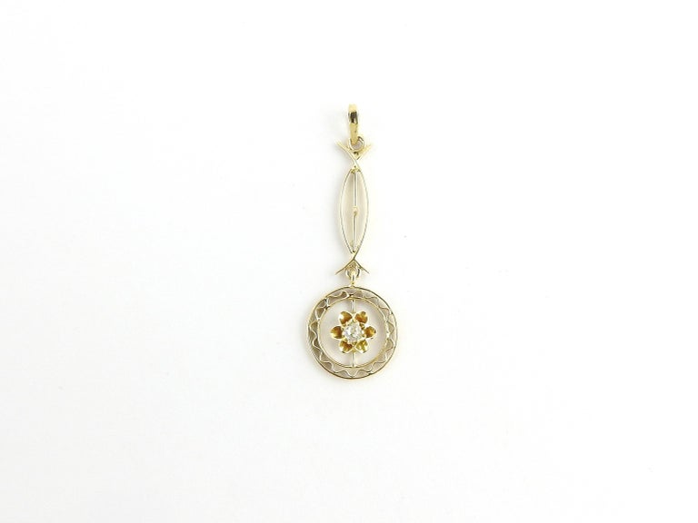 14 Karat Yellow Gold and Diamond Pendant For Sale at 1stDibs