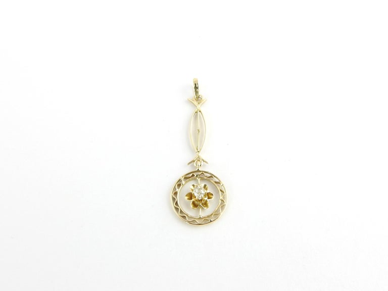 14 Karat Yellow Gold and Diamond Pendant For Sale at 1stDibs