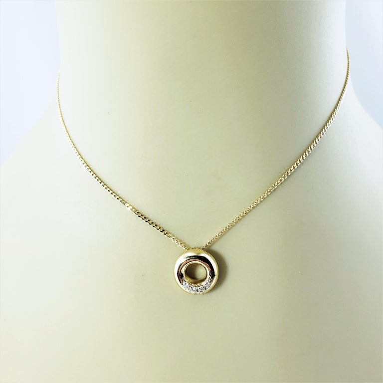 14 Karat Yellow Gold and Diamond Pendant Necklace For Sale at 1stDibs