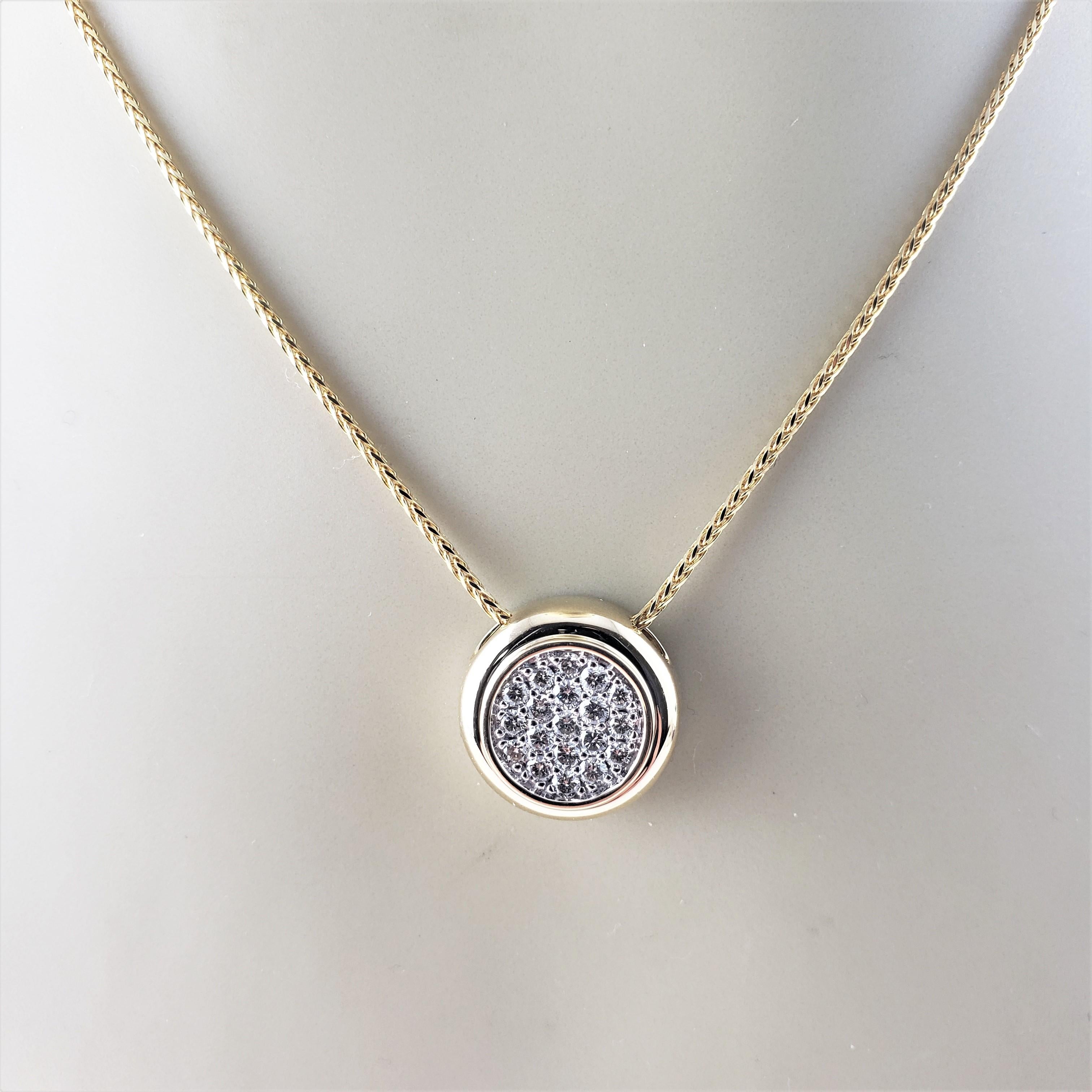 14 Karat Yellow Gold and Diamond Pendant Necklace For Sale 4