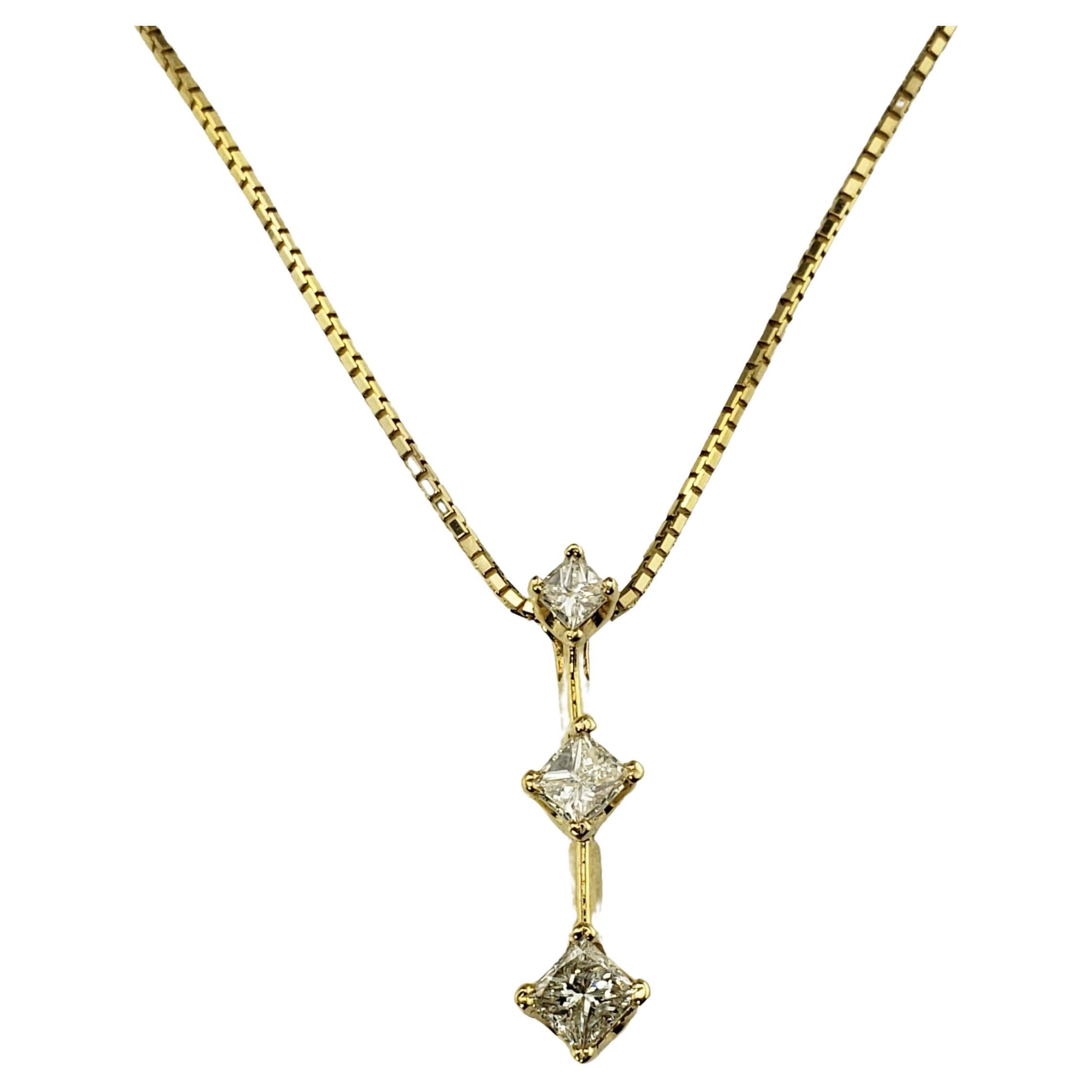 14 Karat Yellow Gold and Diamond Pendant Necklace For Sale