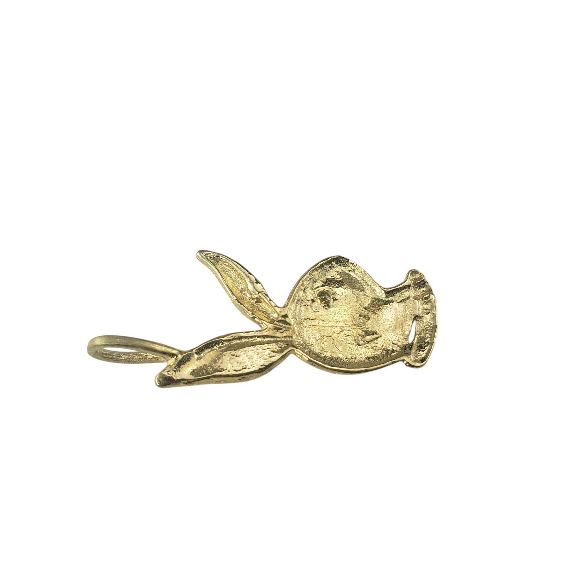 Brilliant Cut 14 Karat Yellow Gold and Diamond Playboy Bunny Pendant #19689