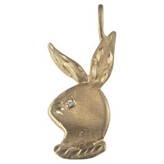 Vintage 14 Karat Yellow Gold and Diamond Playboy Bunny Pendant #19689