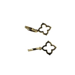 14 Karat Yellow Gold and Diamond Quatrefoil Hoop Earrings