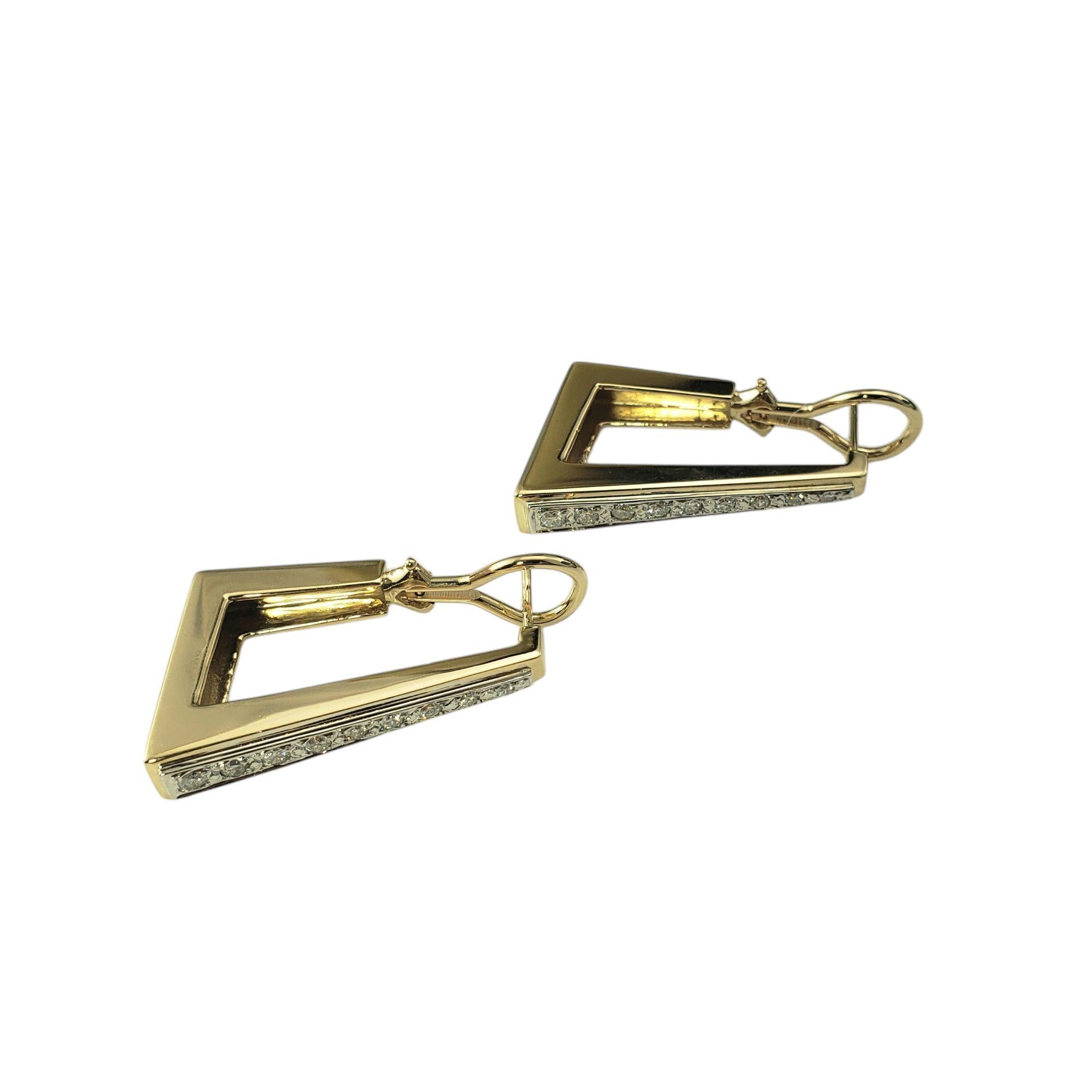 Brilliant Cut 14 Karat Yellow Gold and Diamond Rectangular Hoop Earrings #21036 For Sale