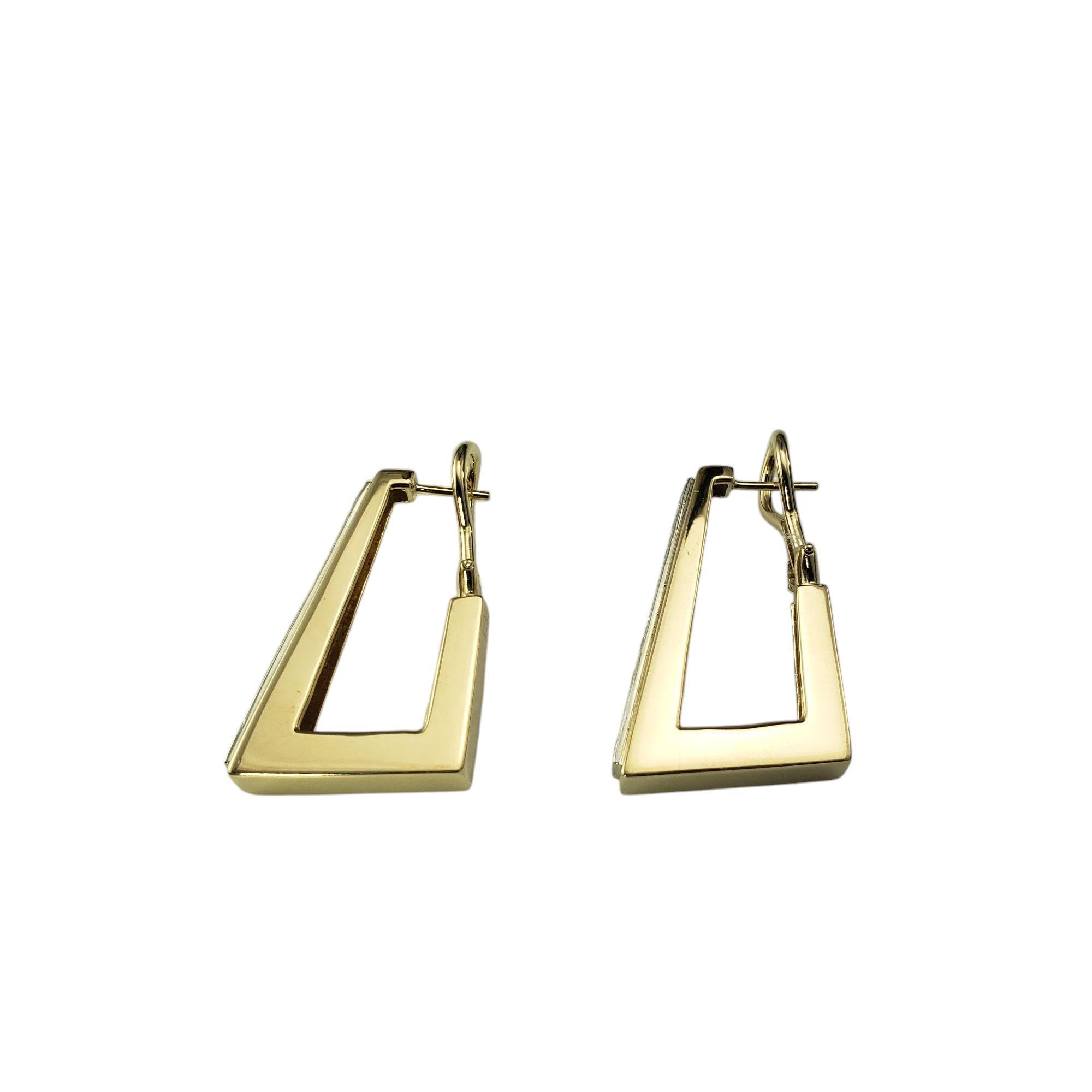 14 Karat Yellow Gold and Diamond Rectangular Hoop Earrings #21036 In Good Condition For Sale In Washington Depot, CT