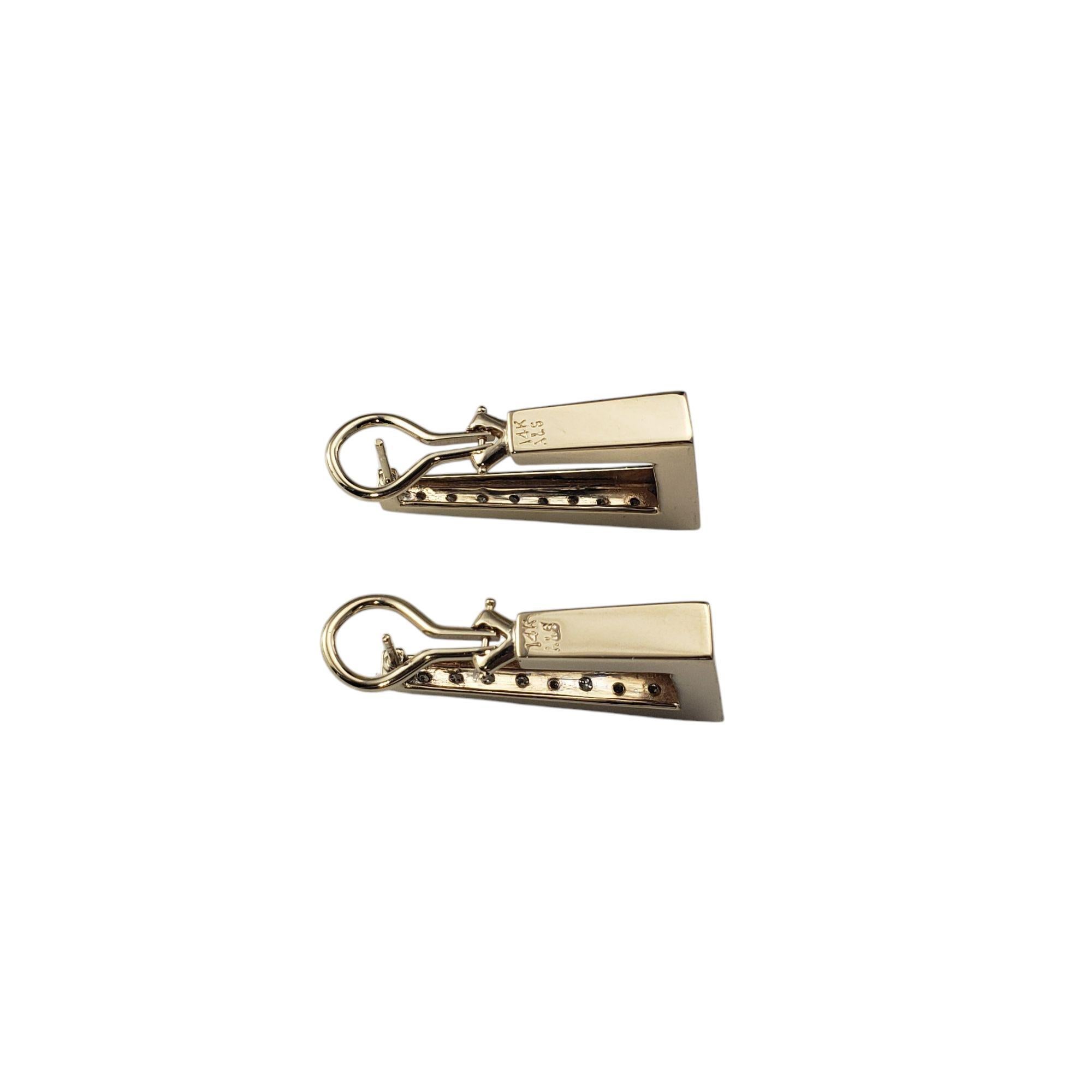 Women's 14 Karat Yellow Gold and Diamond Rectangular Hoop Earrings #21036 For Sale