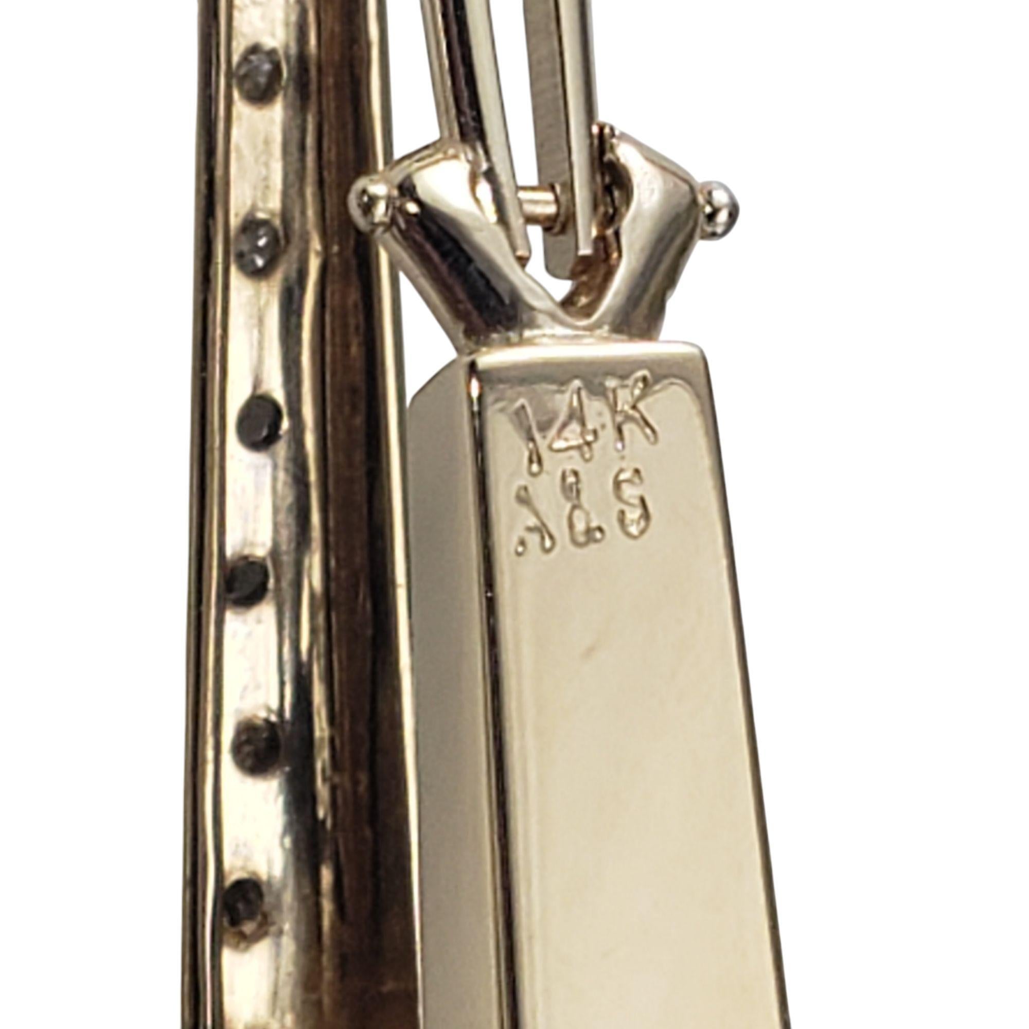 14 Karat Yellow Gold and Diamond Rectangular Hoop Earrings #21036 For Sale 1