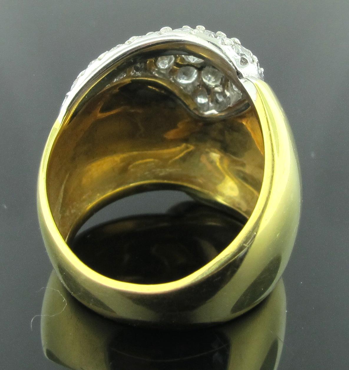 14 Karat Yellow Gold and Diamond Heart Shaped Dome Ring In Excellent Condition In Palm Desert, CA
