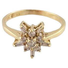 14 Karat Yellow Gold and Diamond Ring Size 4.75 #14676 For Sale