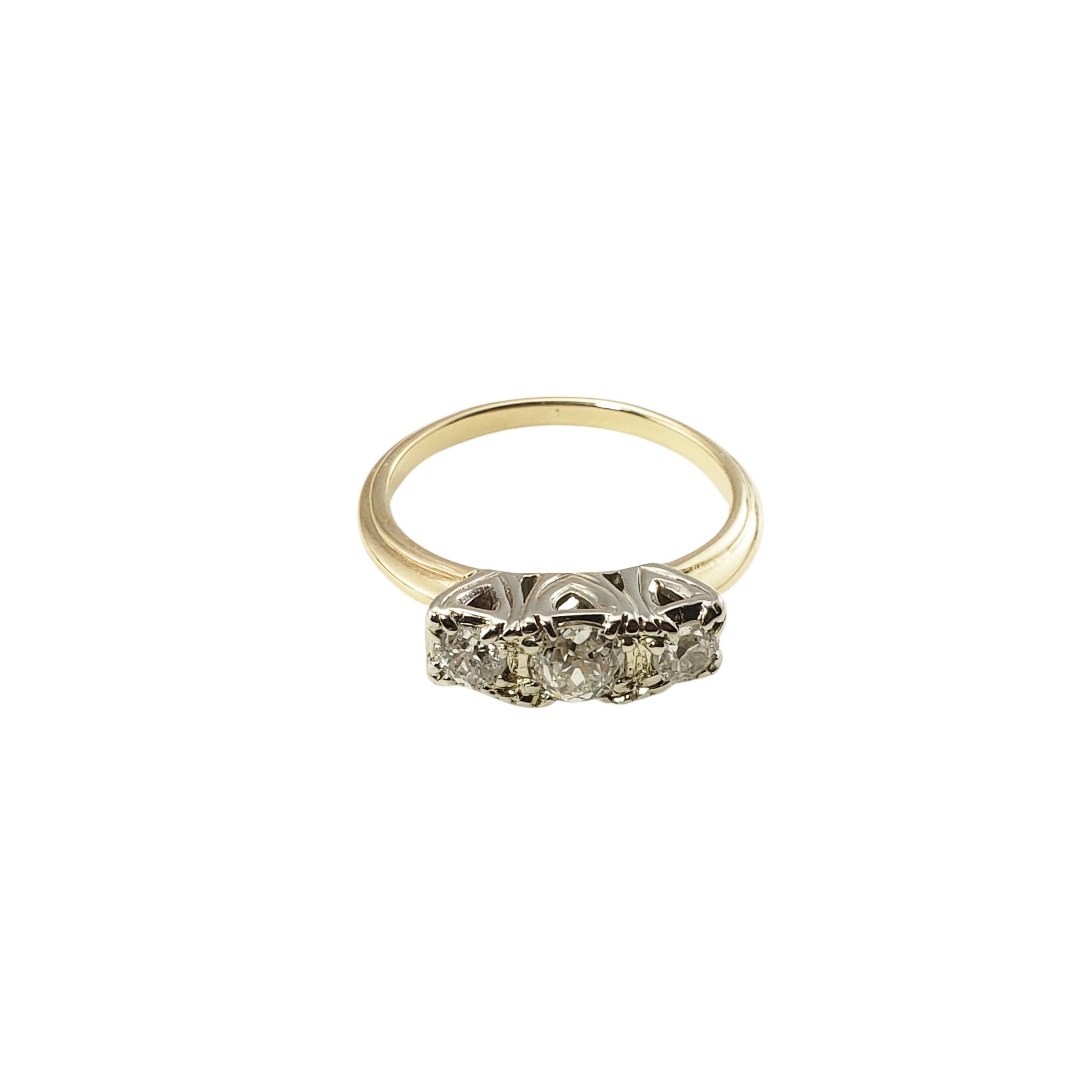 Women's 14 Karat Yellow Gold and Diamond Ring For Sale