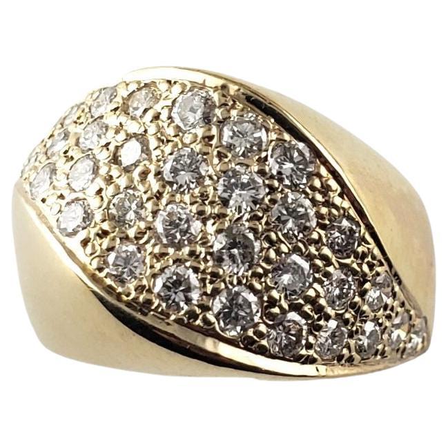 14 Karat Yellow Gold and Diamond Ring For Sale