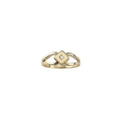 Anillo de oro amarillo de 14 quilates y diamantes talla 6,25 #20747