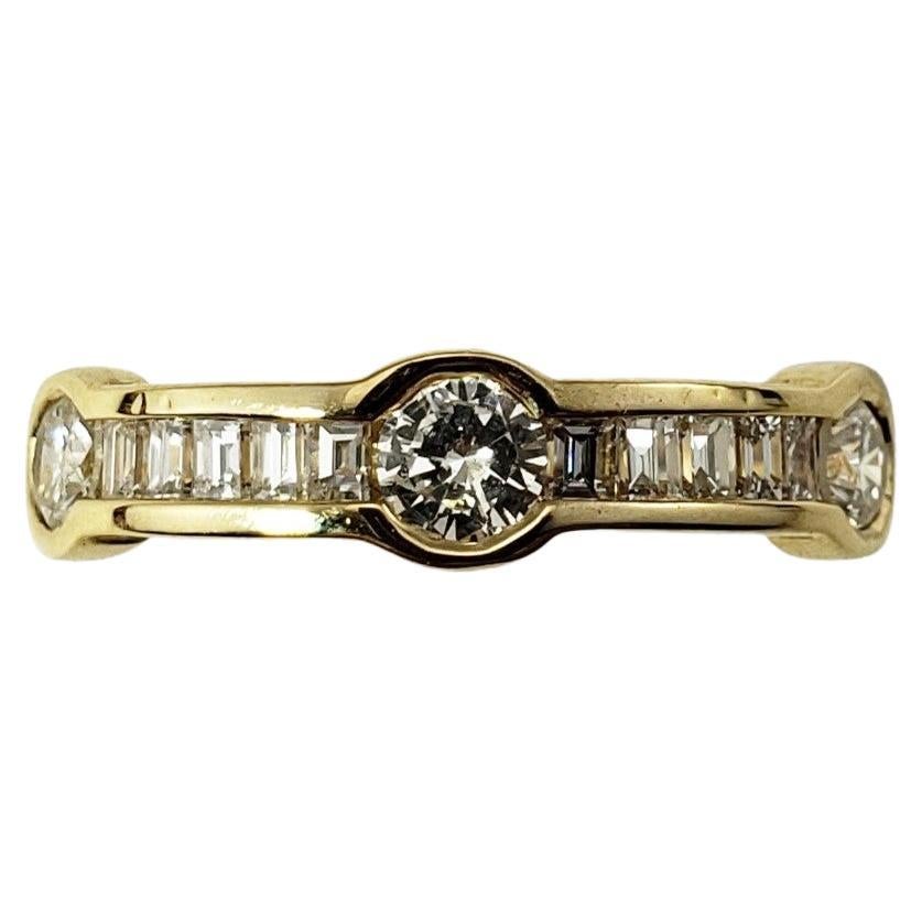 14 Karat Yellow Gold and Diamond Ring For Sale