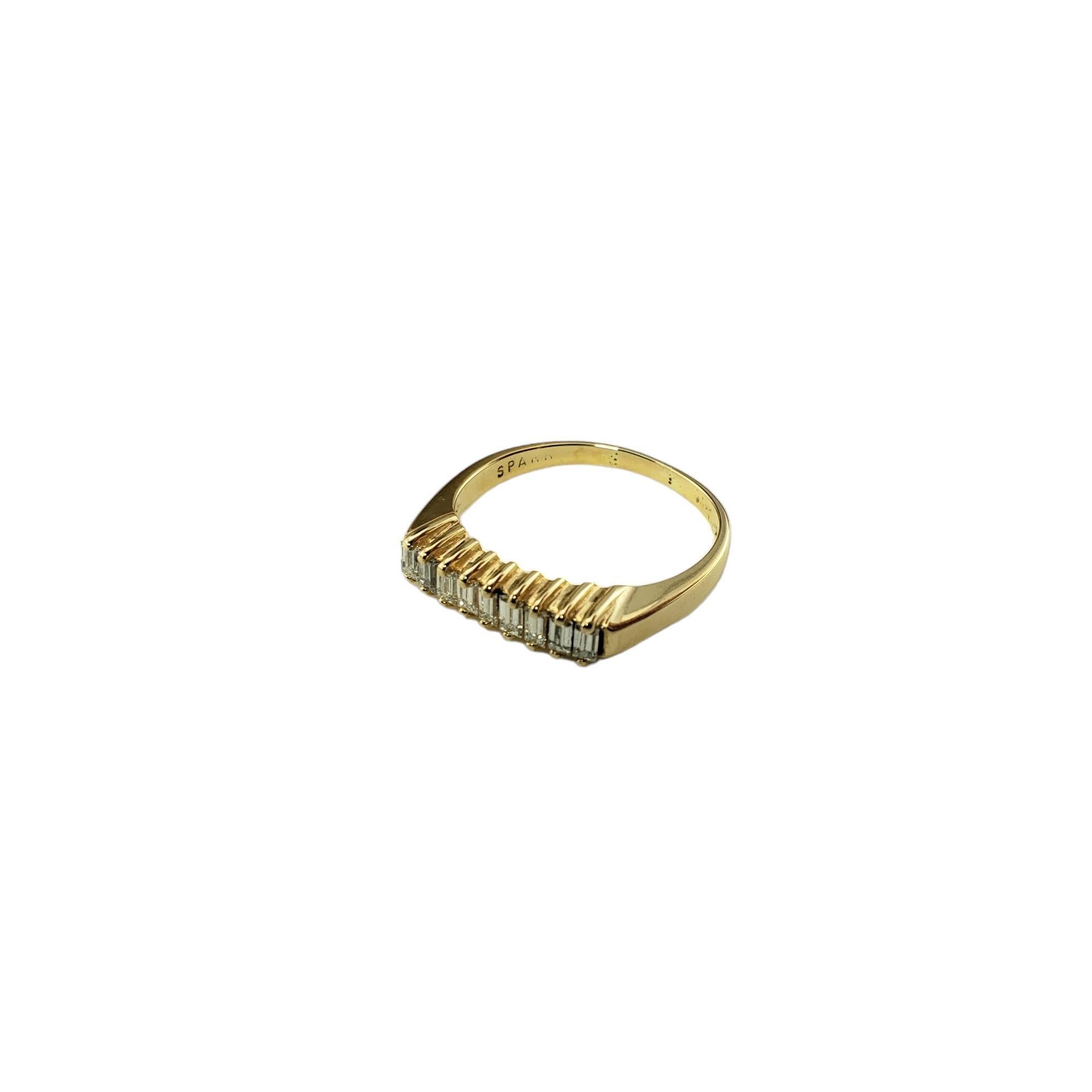 Baguette Cut 14 Karat Yellow Gold and Diamond Ring Size 6.5 #15966 For Sale