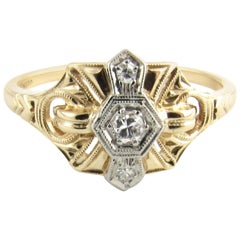 14 Karat Yellow Gold and Diamond Ring