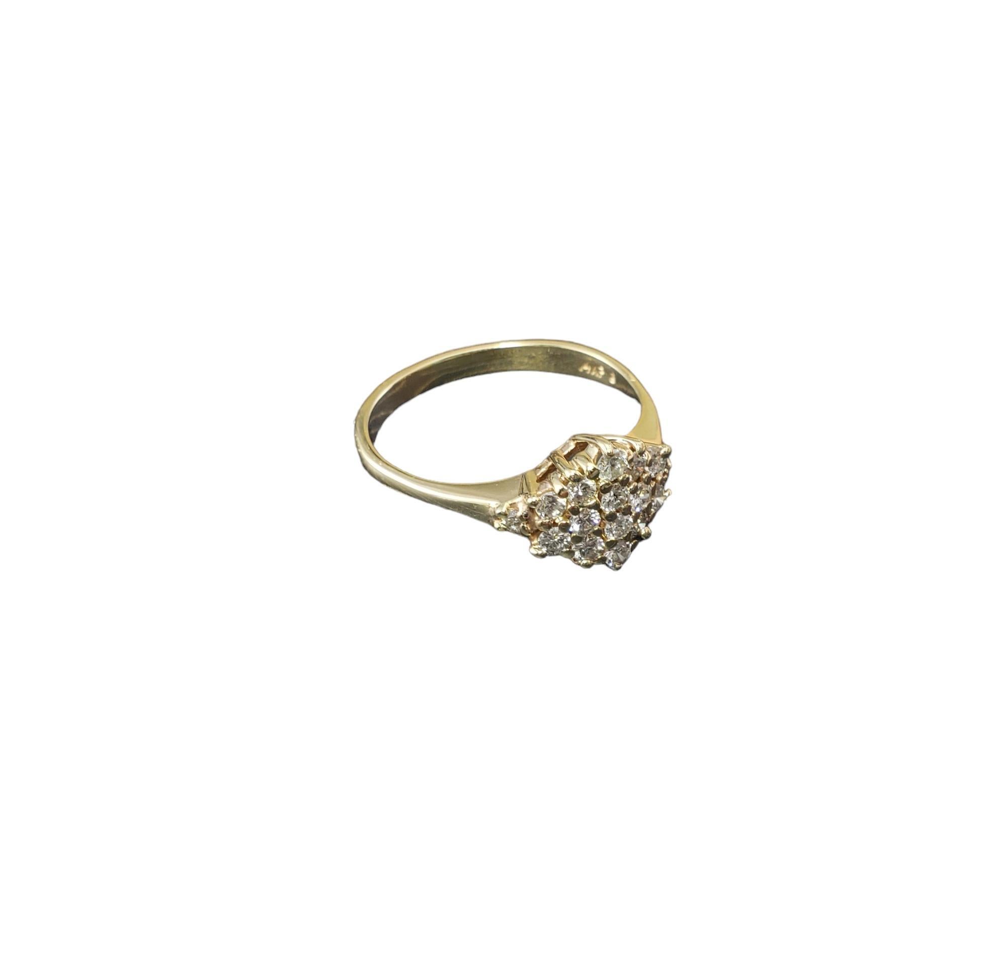 14 Karat Yellow Gold and Diamond Ring Size 7.5 #16351 In Good Condition For Sale In Washington Depot, CT